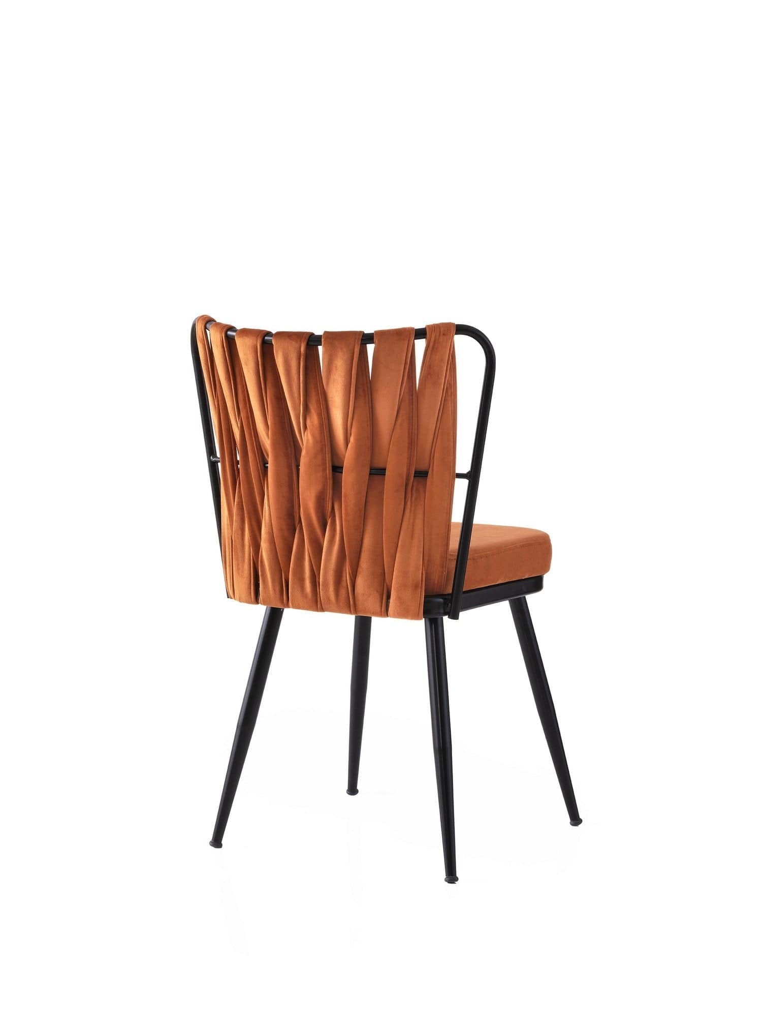 Set 4 scaune KUSAKLI 224 V4, caramiziu/negru, stofa catifelata/metal, 43x43x82 cm
