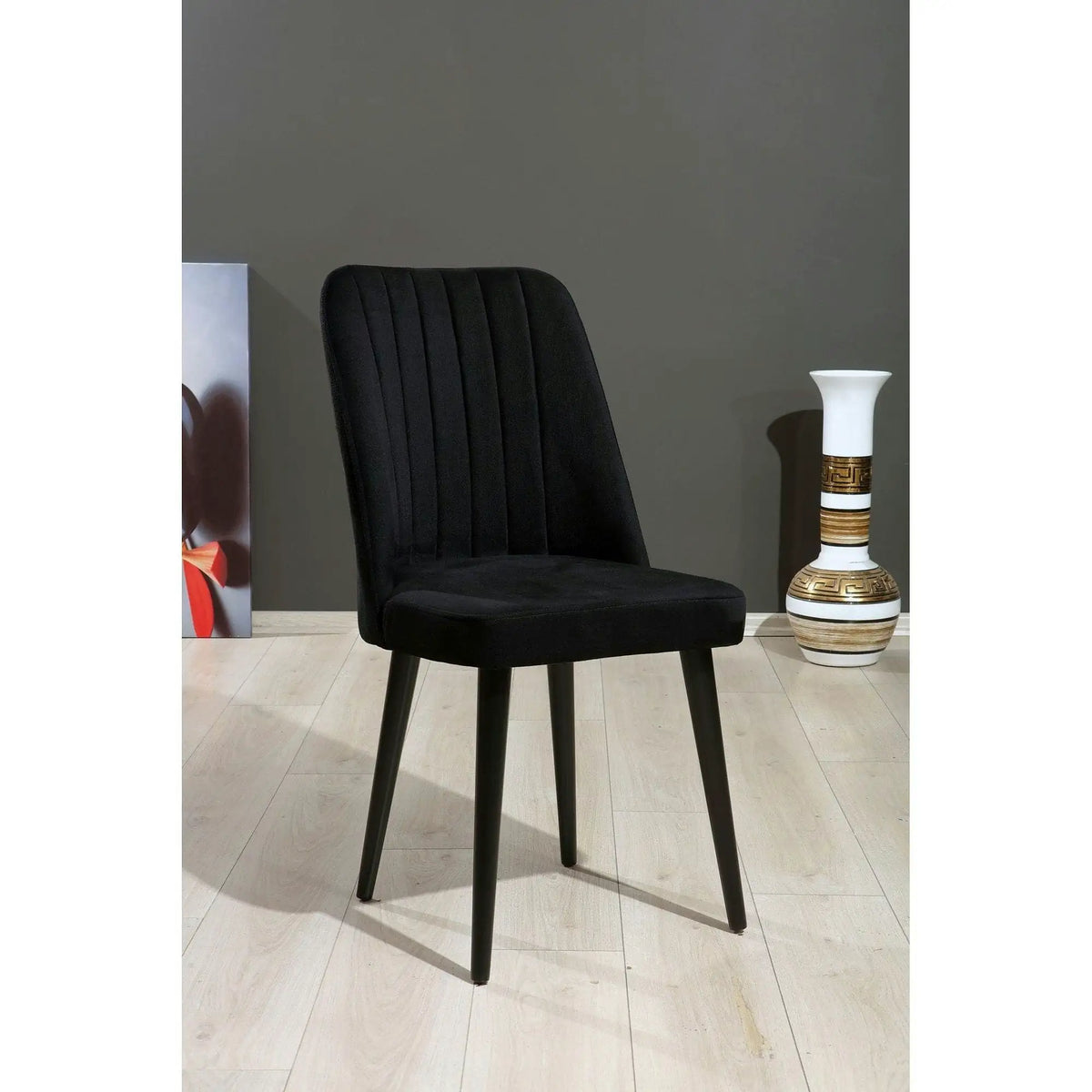 Set 4 scaune POLO, negru, stofa catifelata/metal, 46x45x92 cm