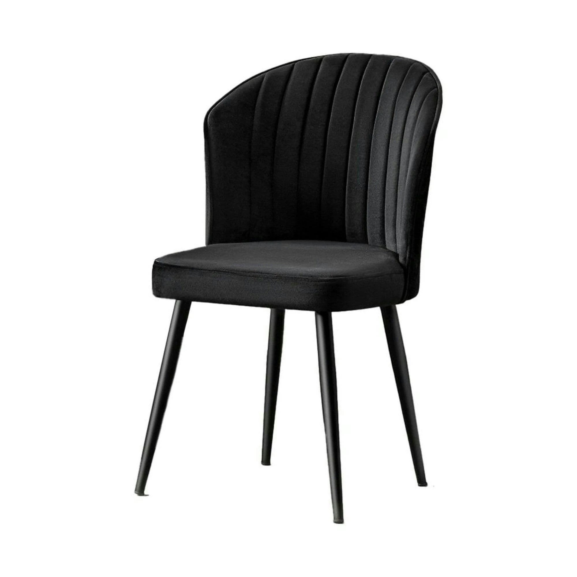 Set 4 scaune RUBI, negru, stofa catifelata/metal, 52x42x85 cm
