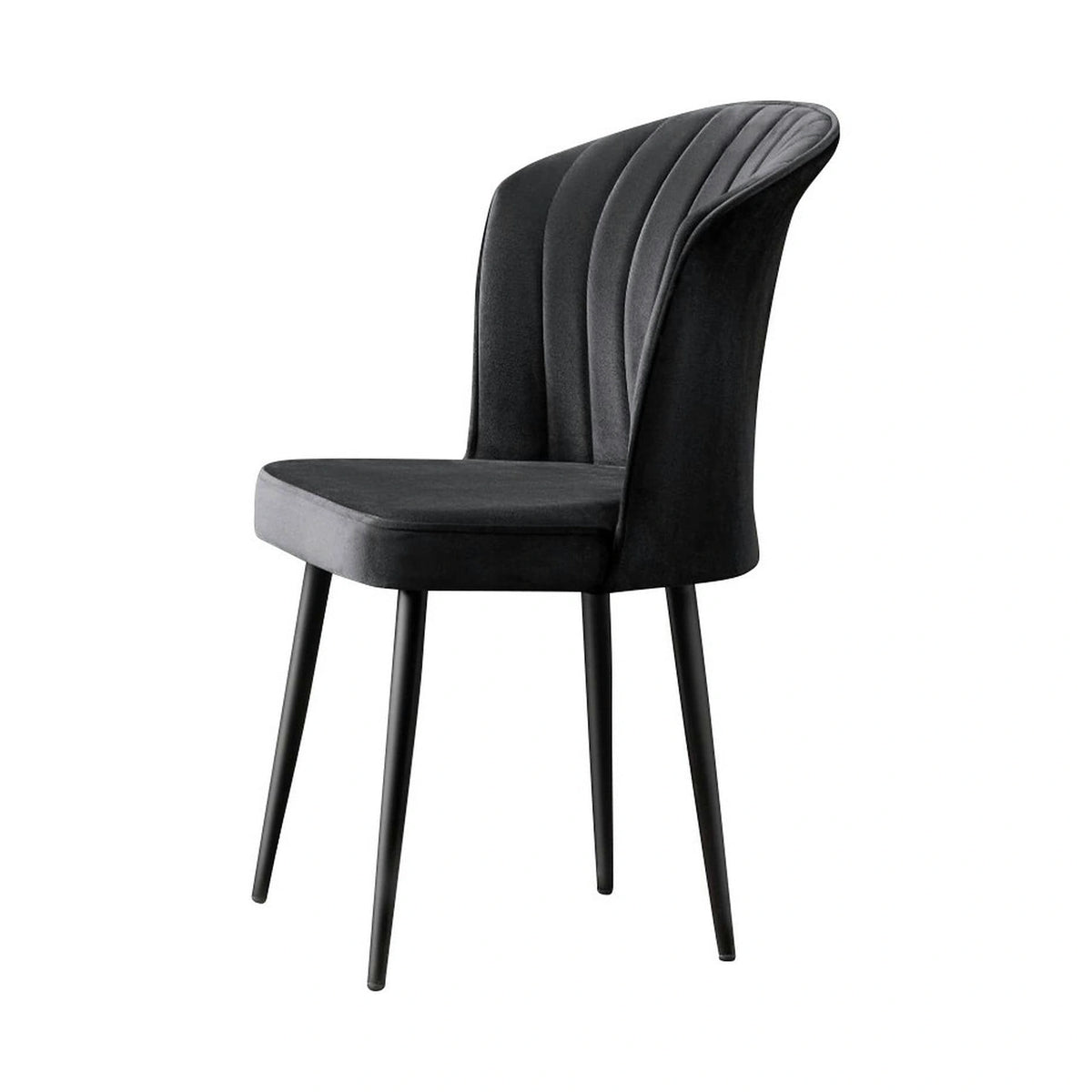 Set 4 scaune RUBI, negru, stofa catifelata/metal, 52x42x85 cm