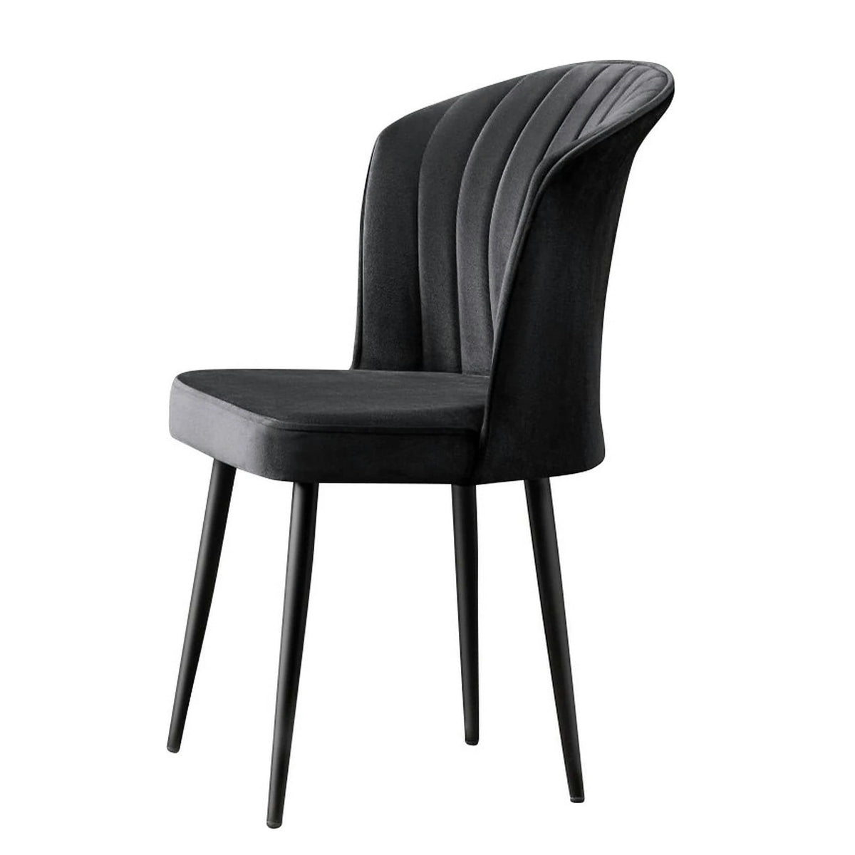 Set 4 scaune RUBI, negru, stofa catifelata/metal, 52x42x85 cm