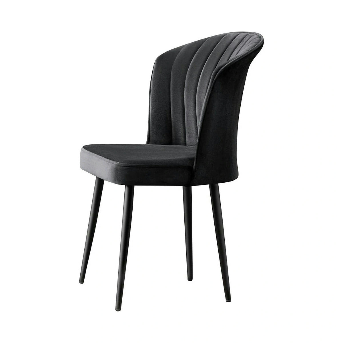 Set 4 scaune RUBI, negru, stofa catifelata/metal, 52x42x85 cm