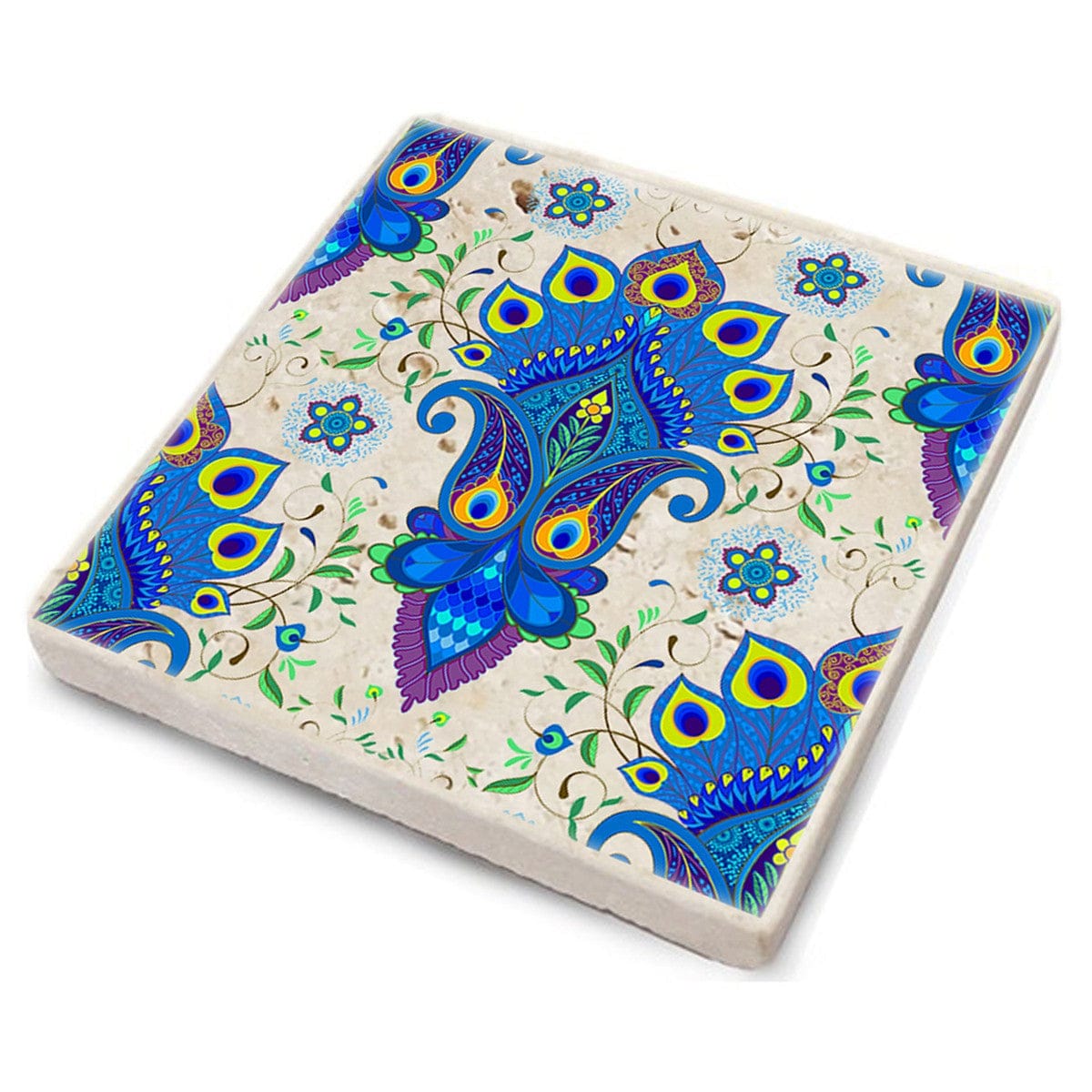 Set 4 suporturi pahare 366TYR1115, multicolor, piatra naturala, 10x1 cm