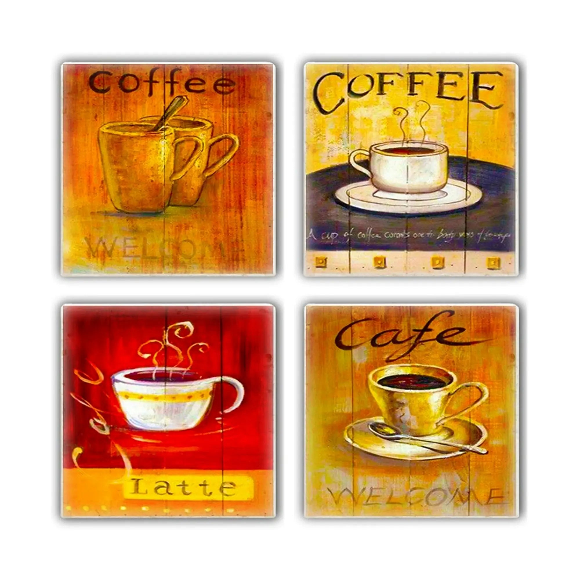 Set 4 suporturi pahare 366TYR1167, multicolor, piatra naturala, 10x1 cm