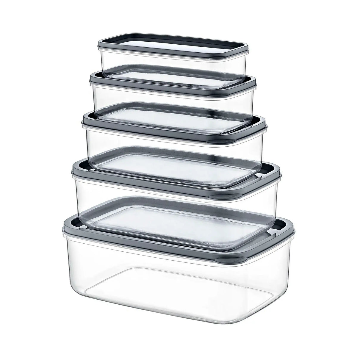 Set 5 cutii depozitare EMBSEF05-3581321, transparent, plastic