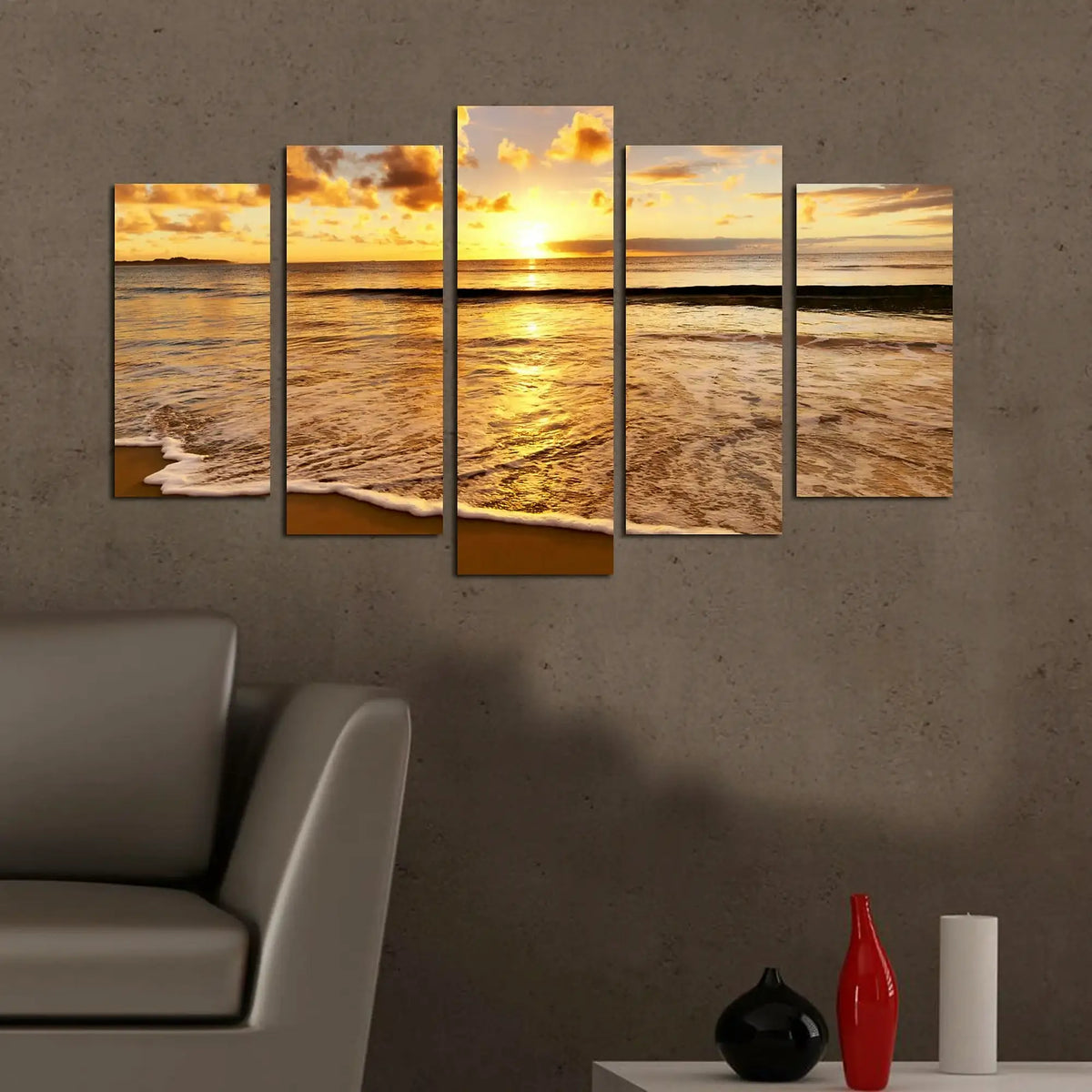 Set 5 tablouri 5PMDF-35, multicolor, MDF, 20x60 cm