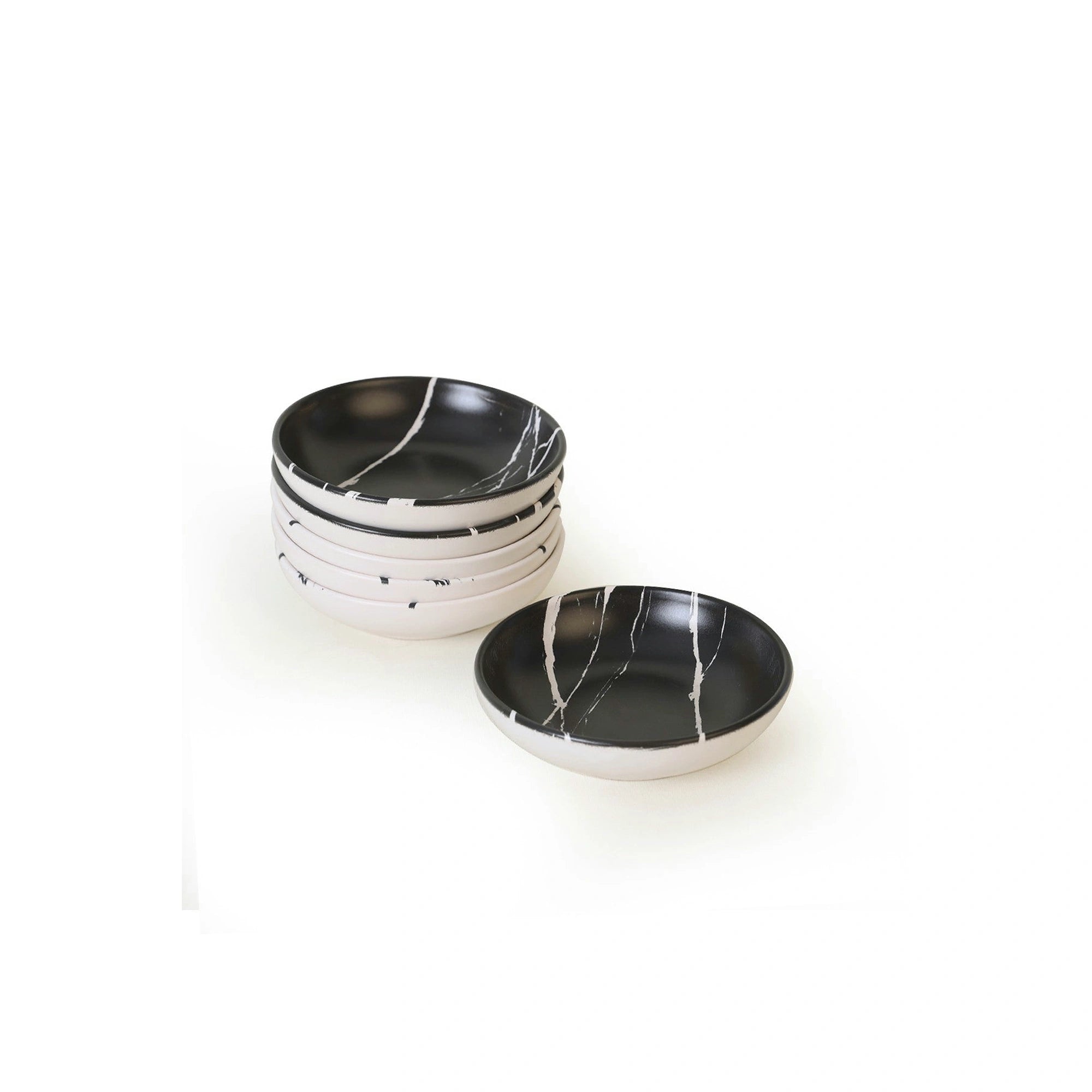Set 6 boluri X00017422, alb/negru, ceramica, 13 cm