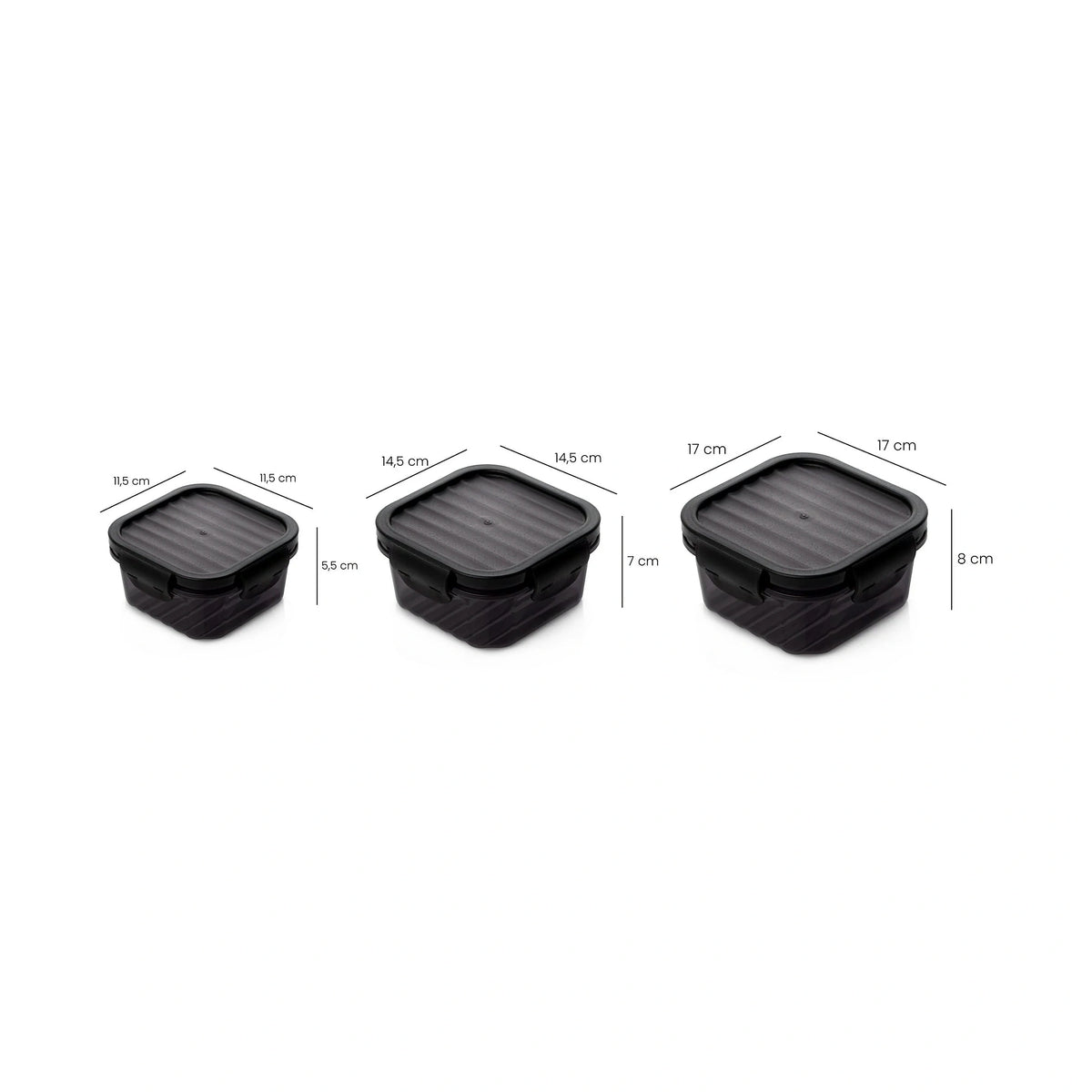 Set 6 cutii depozitare ET-00113, gri antracit, plastic
