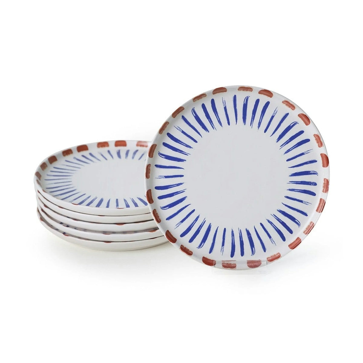 Set 6 farfurii desert 275KRM2324, alb/albastru, ceramica, 22 cm