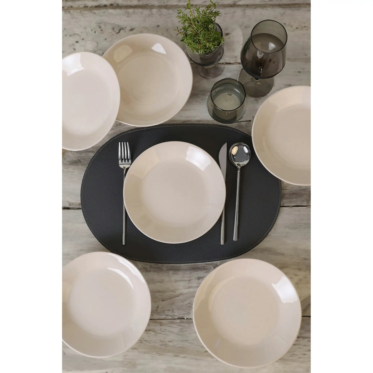 Set 6 farfurii X00017610, crem, ceramica, 21 cm