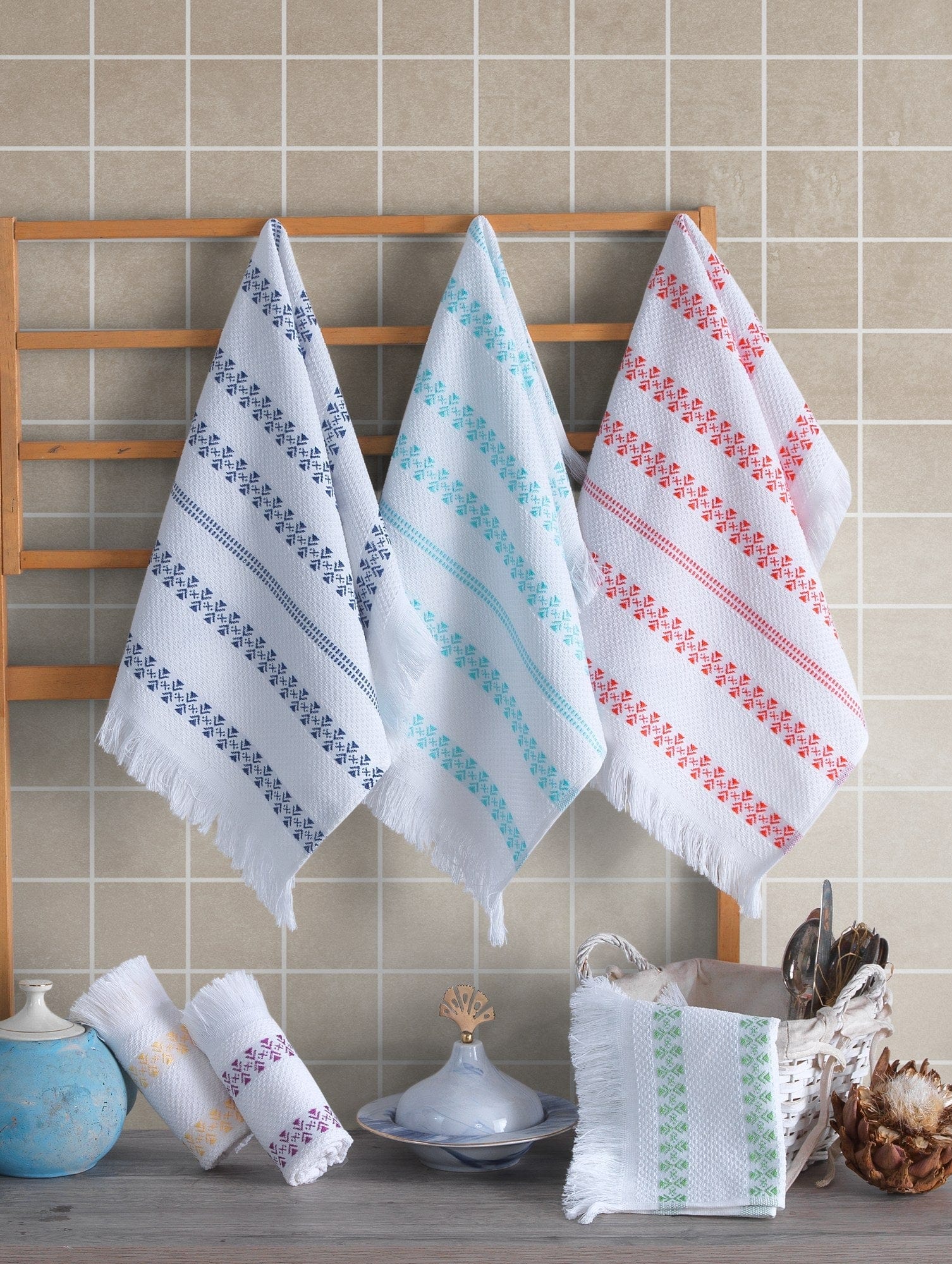 Set 6 prosoape bucatarie ILDA, multicolor, bumbac, 40x60 cm