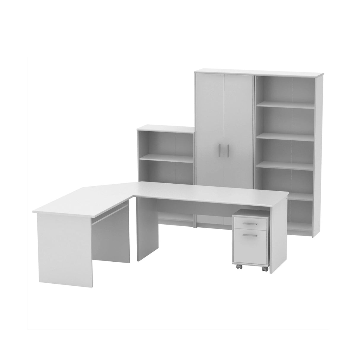 Set birou JOHAN 2 NEW, alb, DTD laminat