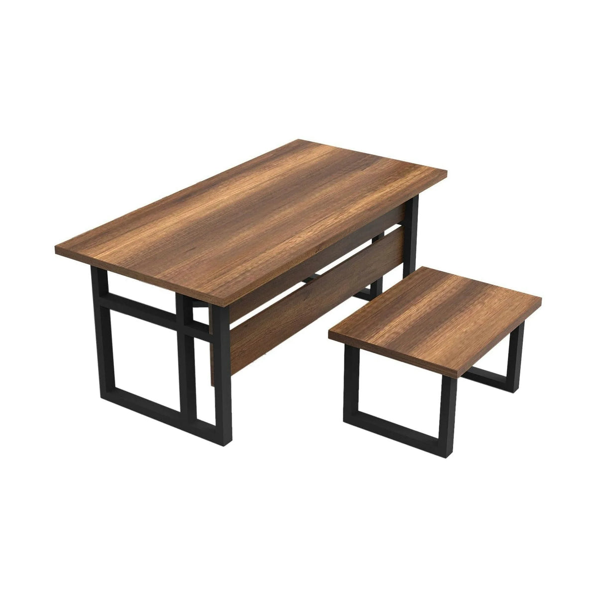 Set birou MN07-BA, nuc/negru, PAL melaminat/metal
