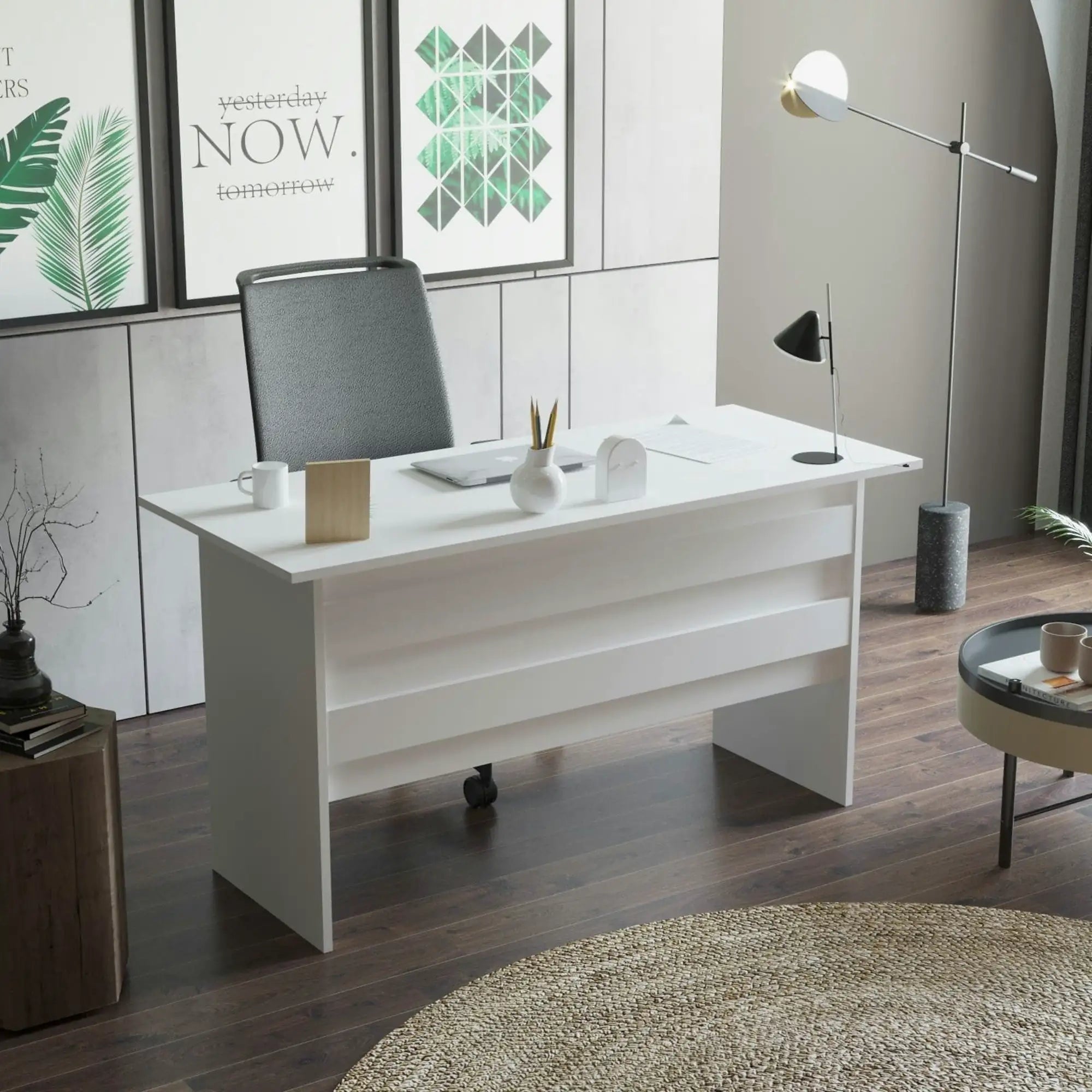 Set birou VO11 - W, alb, PAL melaminat