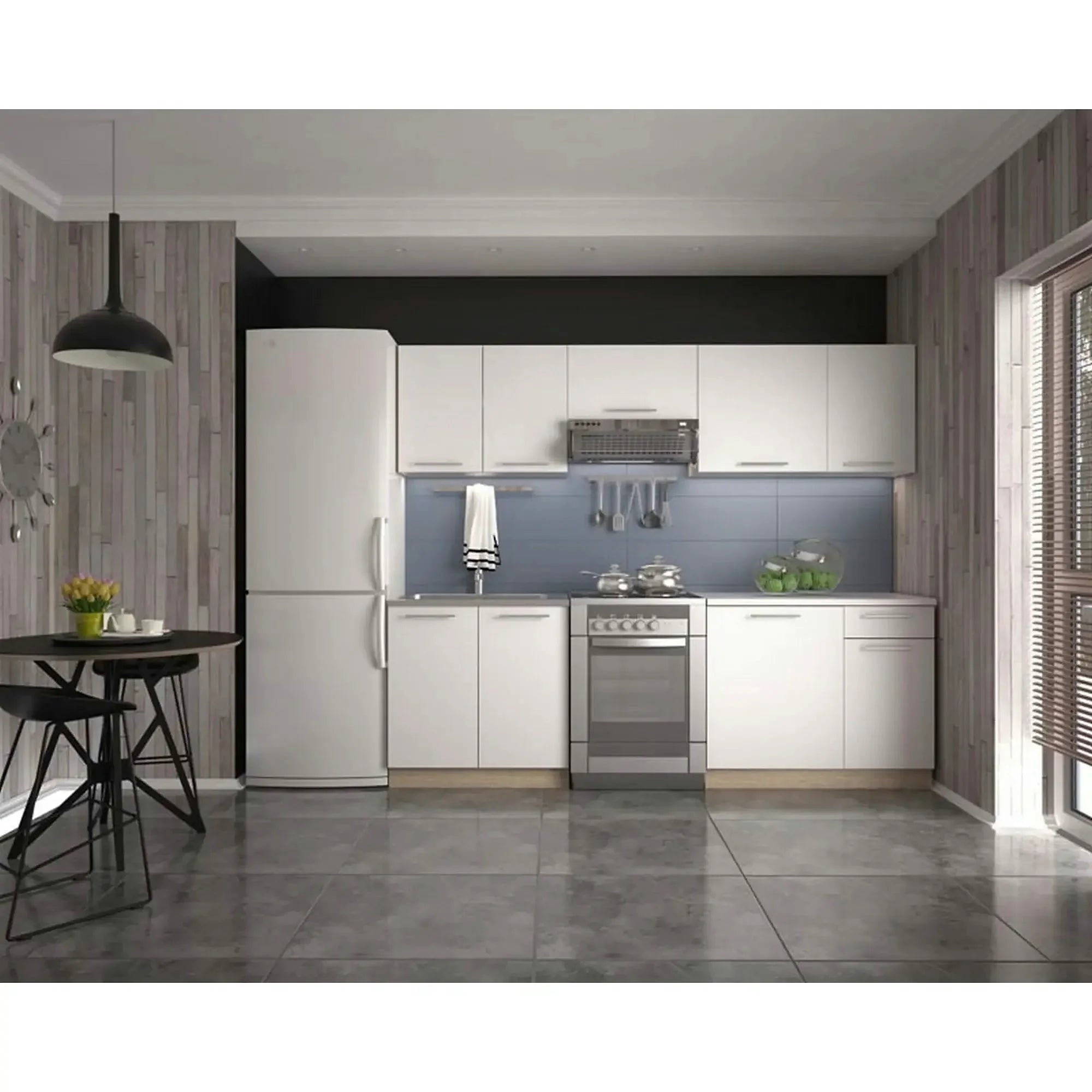 Set bucatarie DARIA, alb/stejar sonoma, PAL laminat, 240 cm