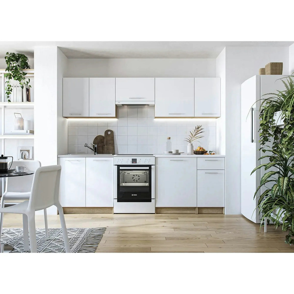 Set bucatarie DARIA, alb/stejar sonoma, PAL laminat, 240 cm