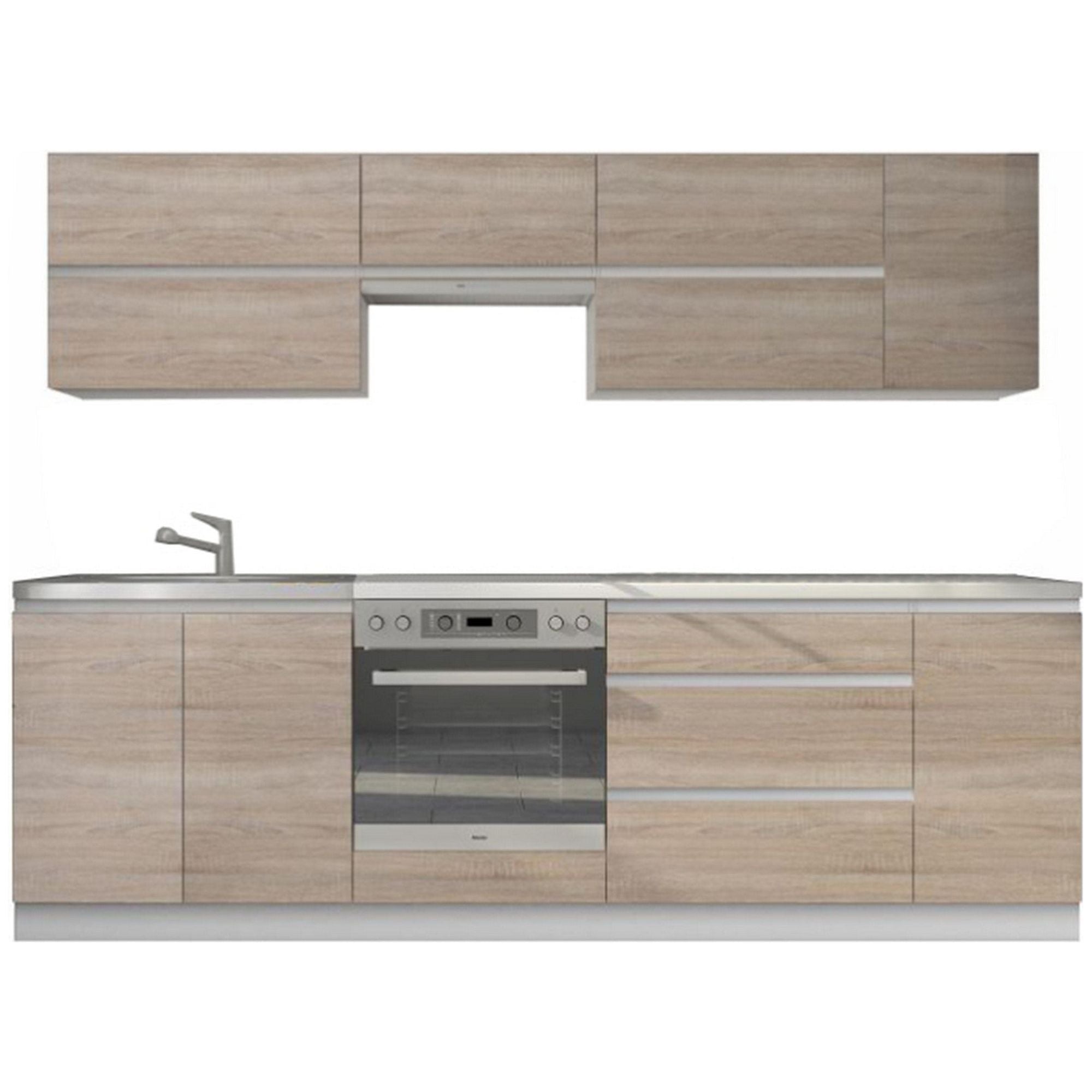 Set bucatarie LINE, stejar sonoma, PAL laminat, 260 cm