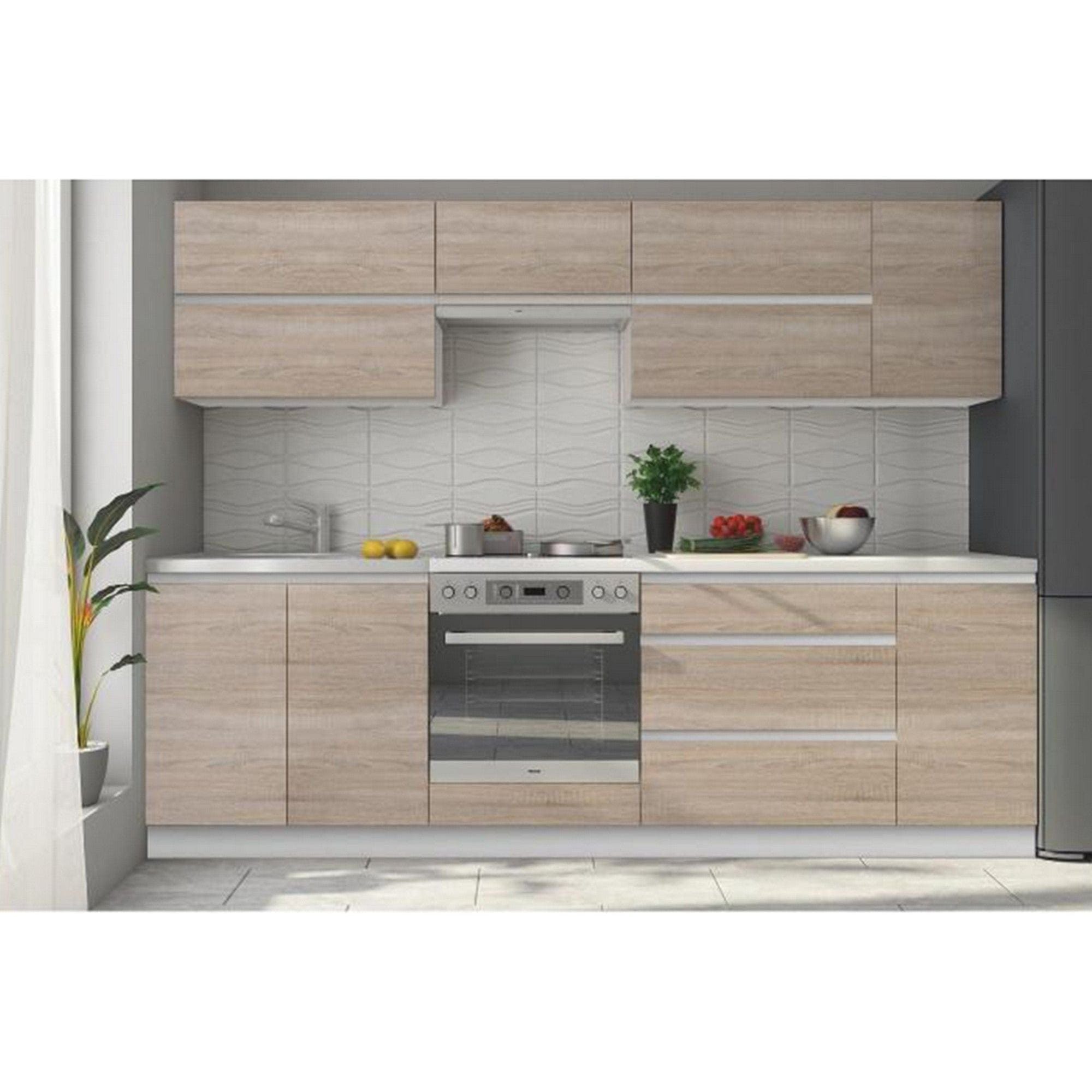 Set bucatarie LINE, stejar sonoma, PAL laminat, 260 cm