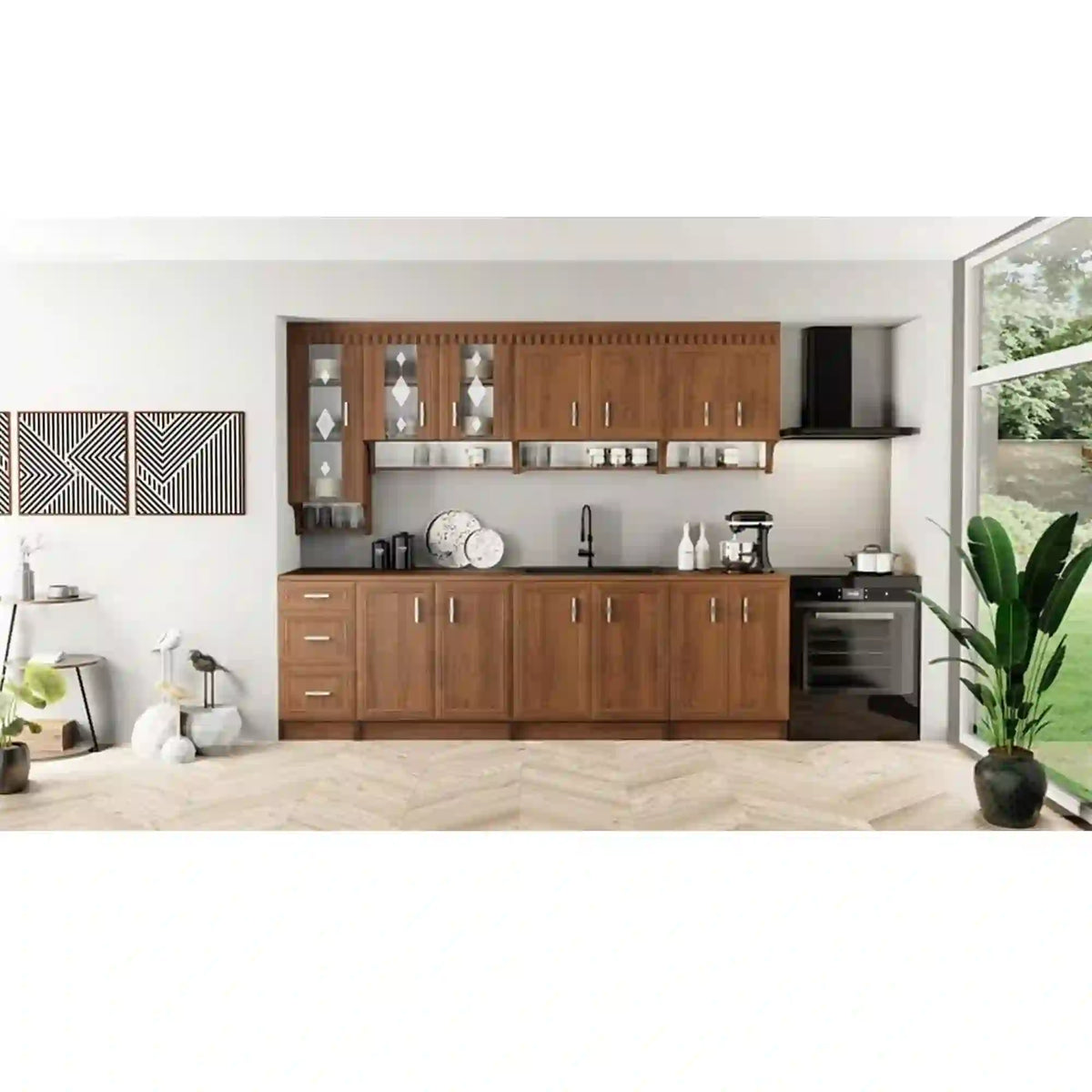 Set bucatarie MARGARET III, nuc, PAL laminat, 260 cm