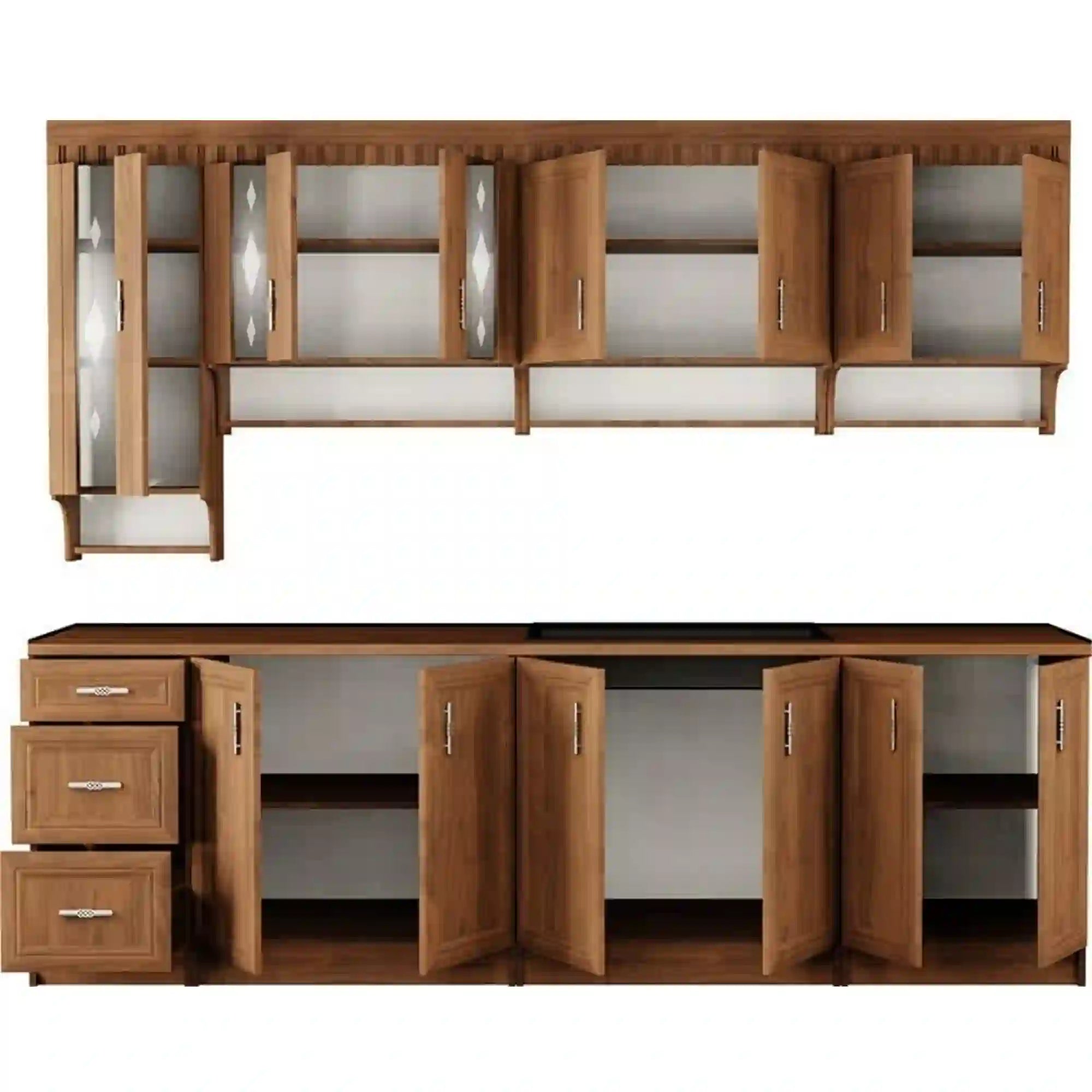 Set bucatarie MARGARET III, nuc, PAL laminat, 260 cm