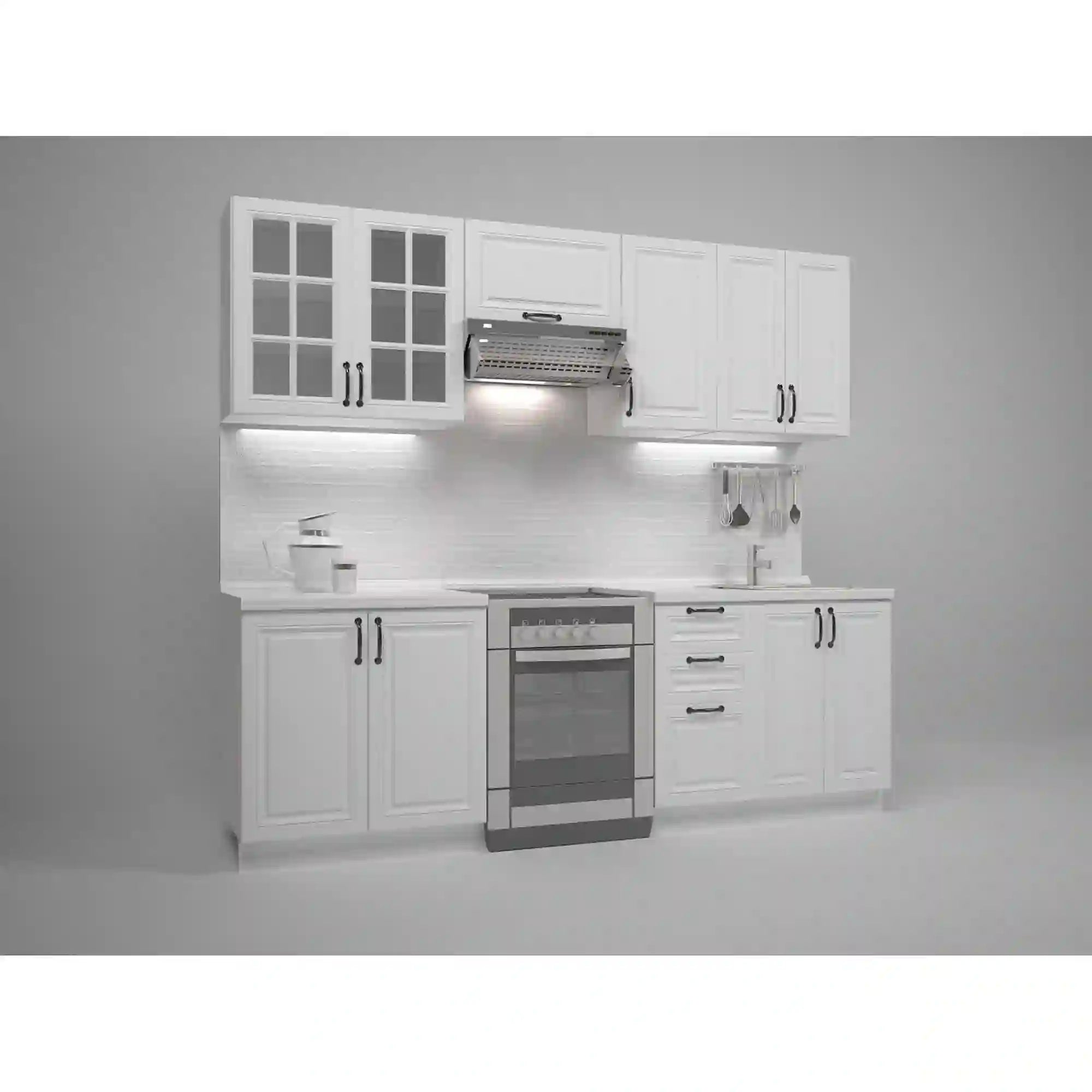 Set bucatarie MICHELLA, alb, PAL, 240 cm