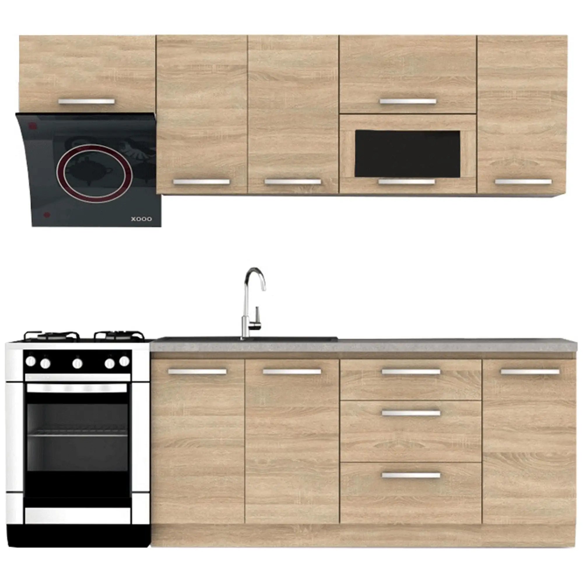 Set bucatarie NOVA PLUS, stejar sonoma, 240 cm