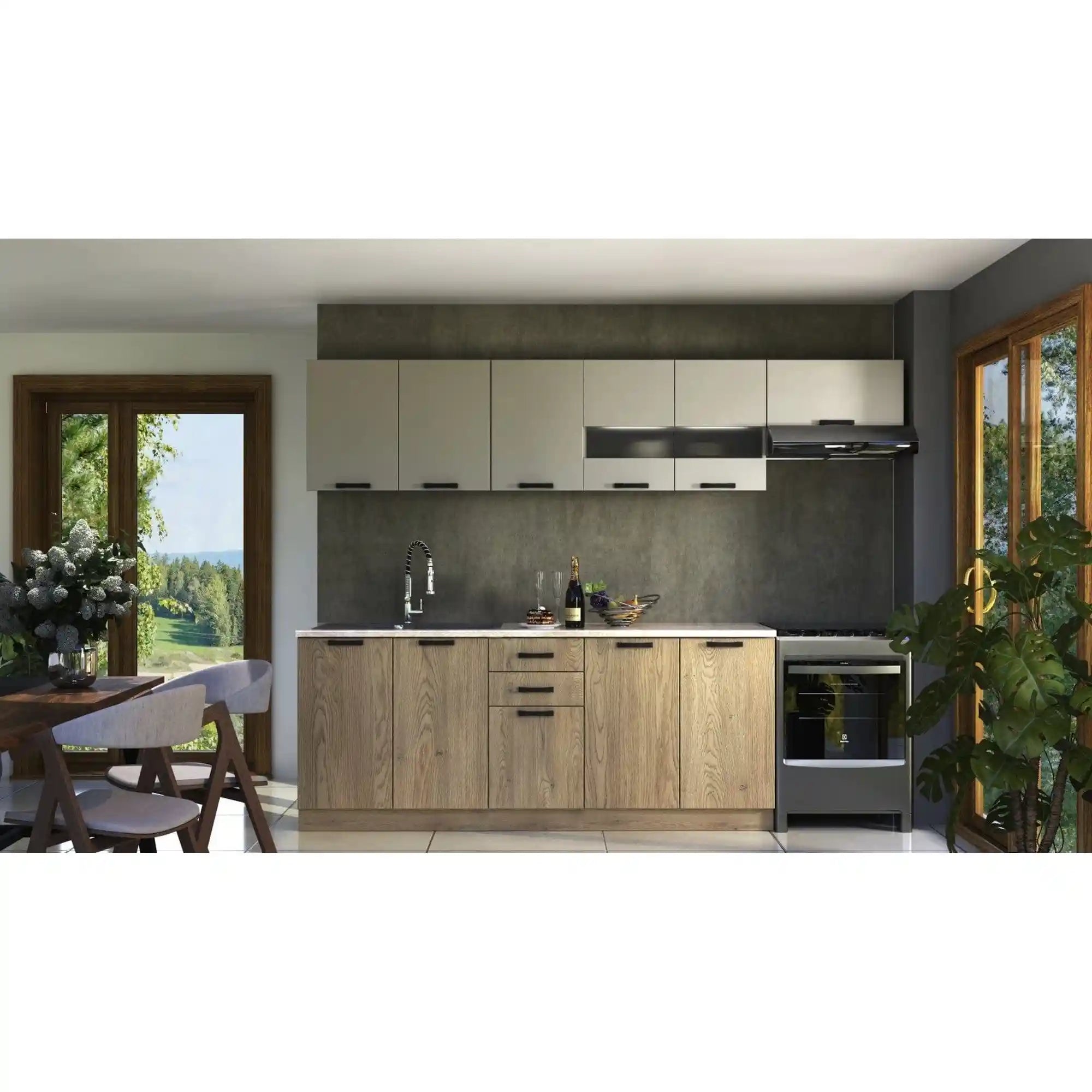 Set bucatarie PERLA, stejar/casmir, PAL, 260 cm