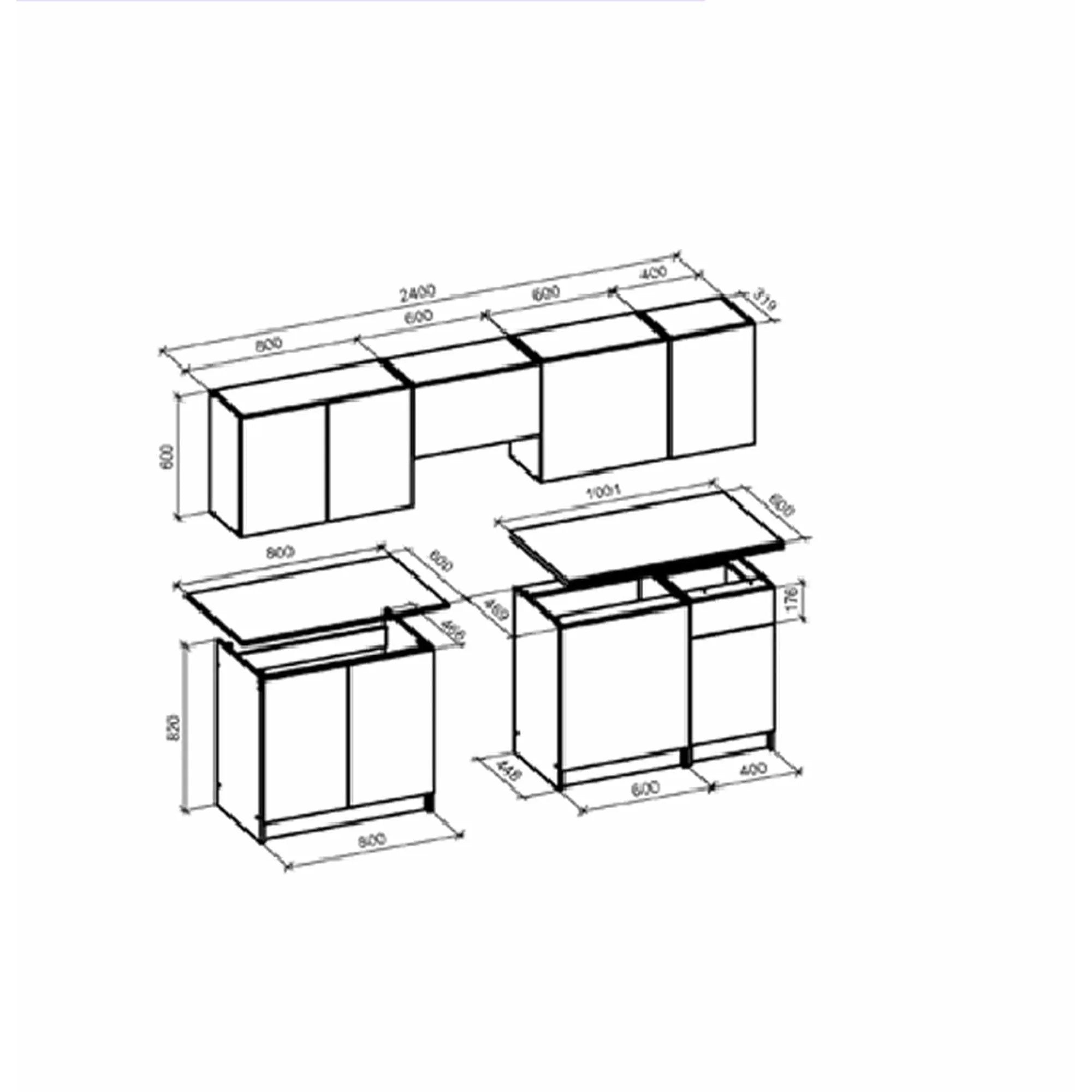 Set bucatarie WENDY, stejar/casmir, PAL, 240 cm
