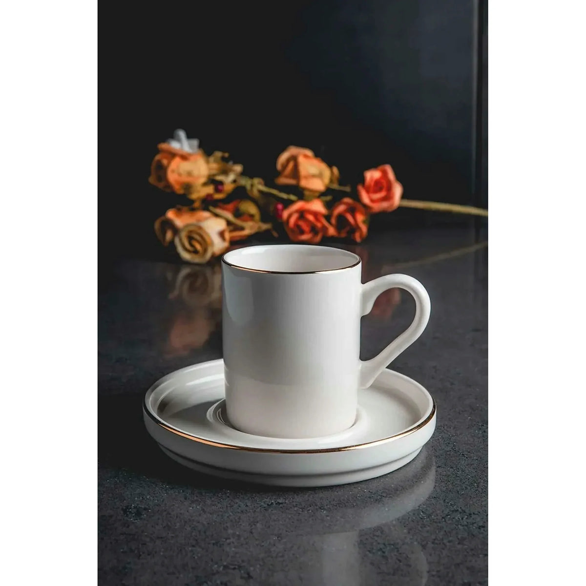 Set cești cafea (12 piese), MCH10064, Alb / Auriu