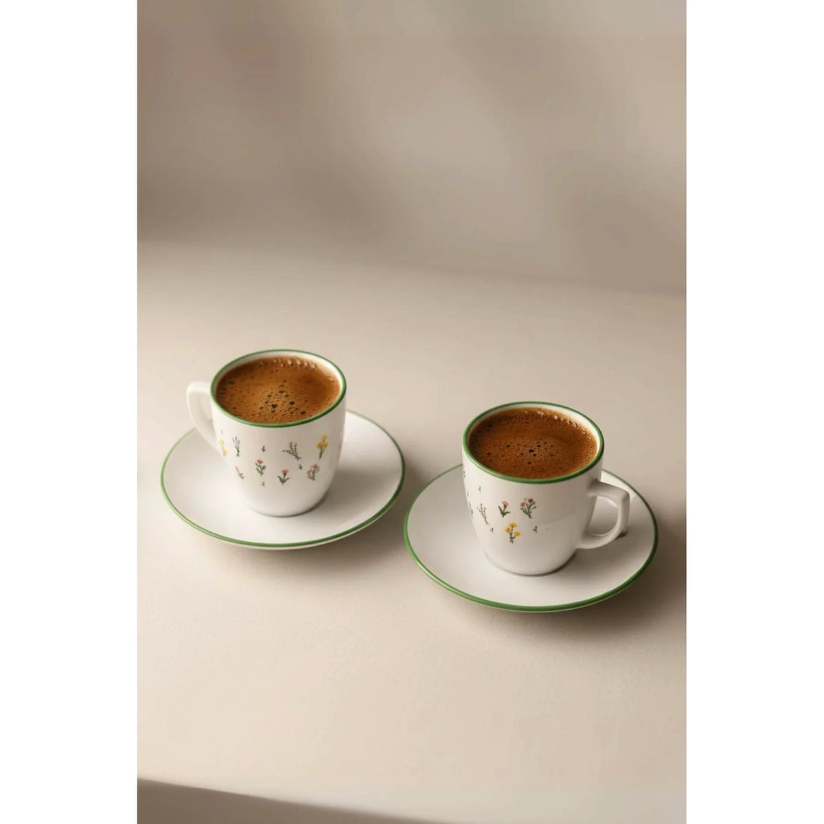Set cești cafea (4 piese), Botanical, Alb / Verde