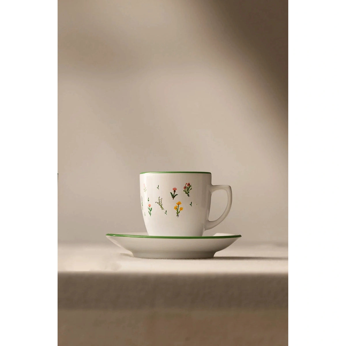 Set cești cafea (4 piese), Botanical, Alb / Verde