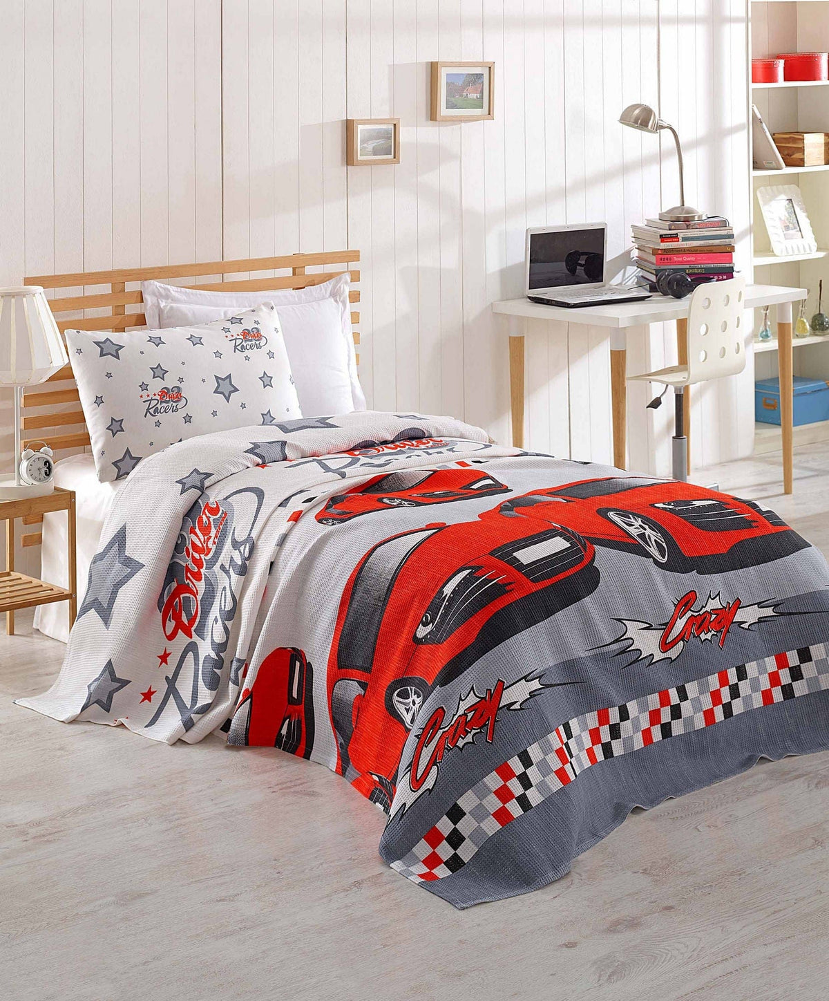 Set cuvertura pat CRAZY, multicolor, bumbac, 160x230 cm, cu fata de perna