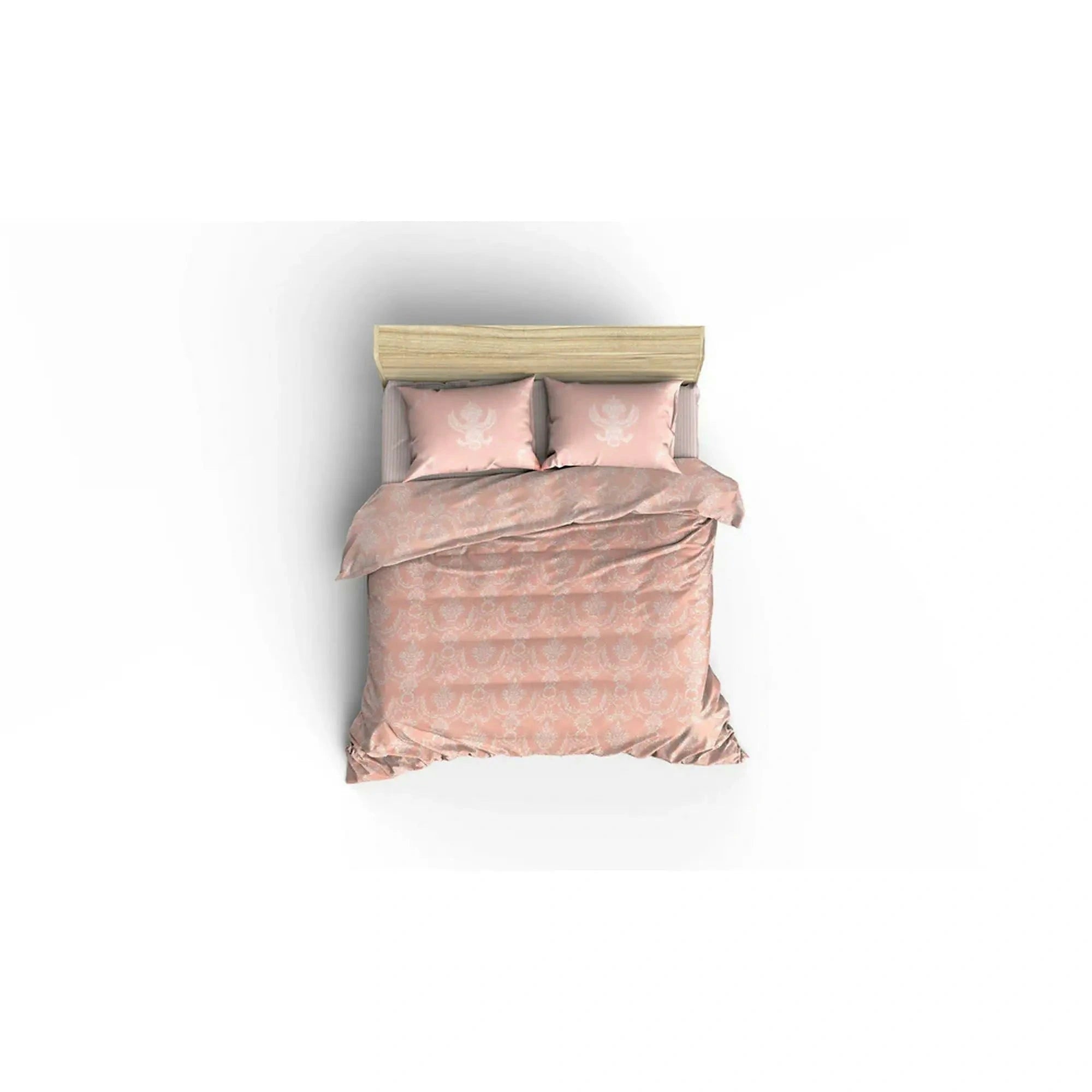Set cuvertura pat PURE, roz/alb, bumbac, 160x235 cm, cu cearceaf si fata de perna