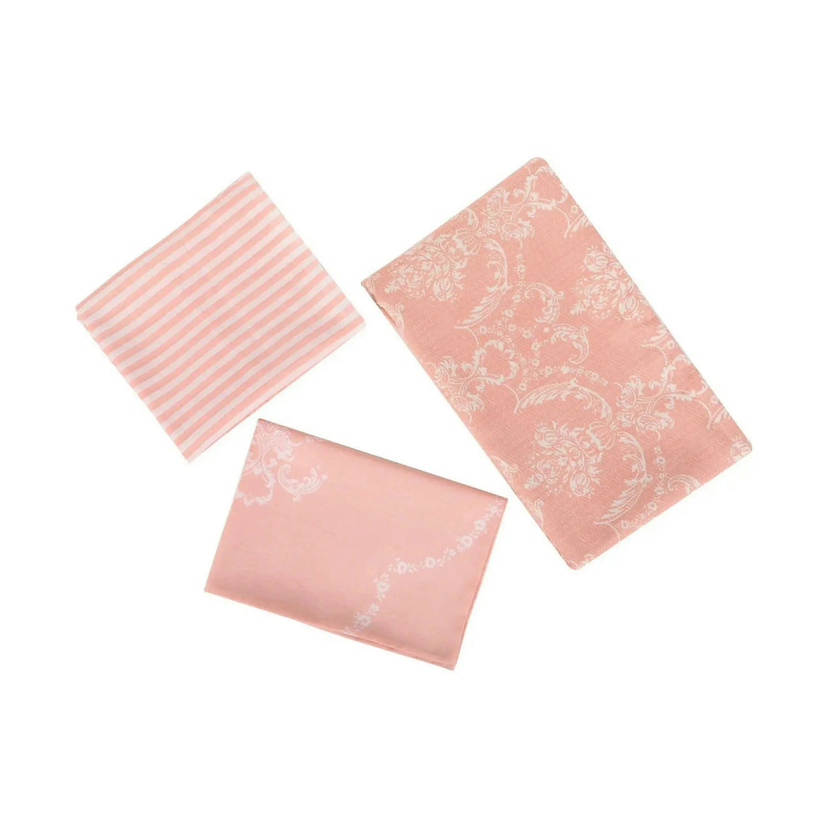 Set cuvertura pat PURE, roz/alb, bumbac, 160x235 cm, cu cearceaf si fata de perna