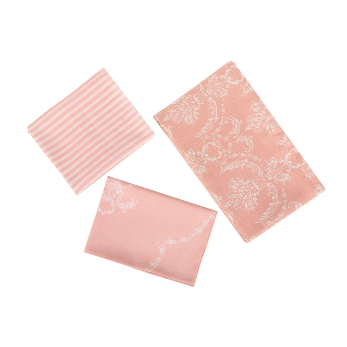 Set cuvertura pat PURE, roz/alb, bumbac, 160x235 cm, cu cearceaf si fata de perna