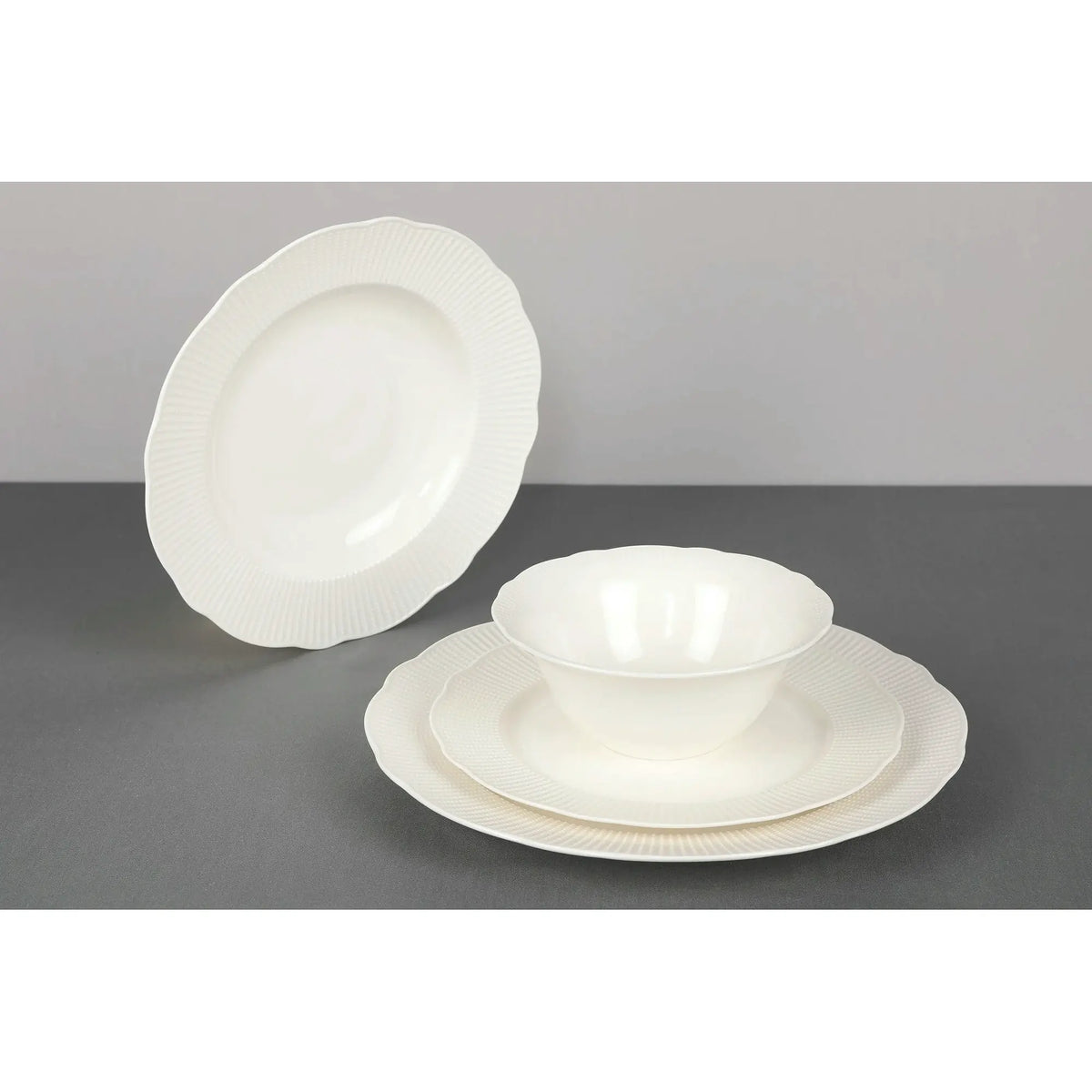Set de cină BNILY24Y200, 24 piese, alb, porțelan
