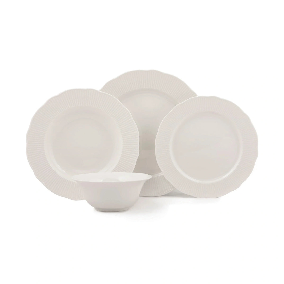 Set de cină BNILY24Y200, 24 piese, alb, porțelan