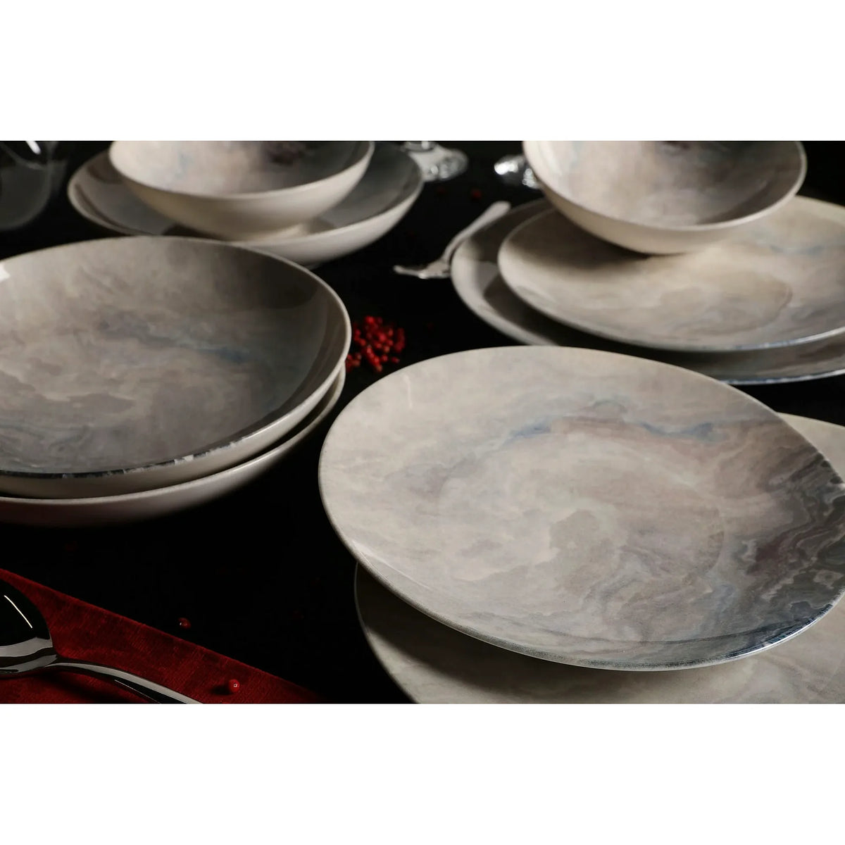 Set de cină GBSATN24KY410050, 24 piese, multicolor, porțelan