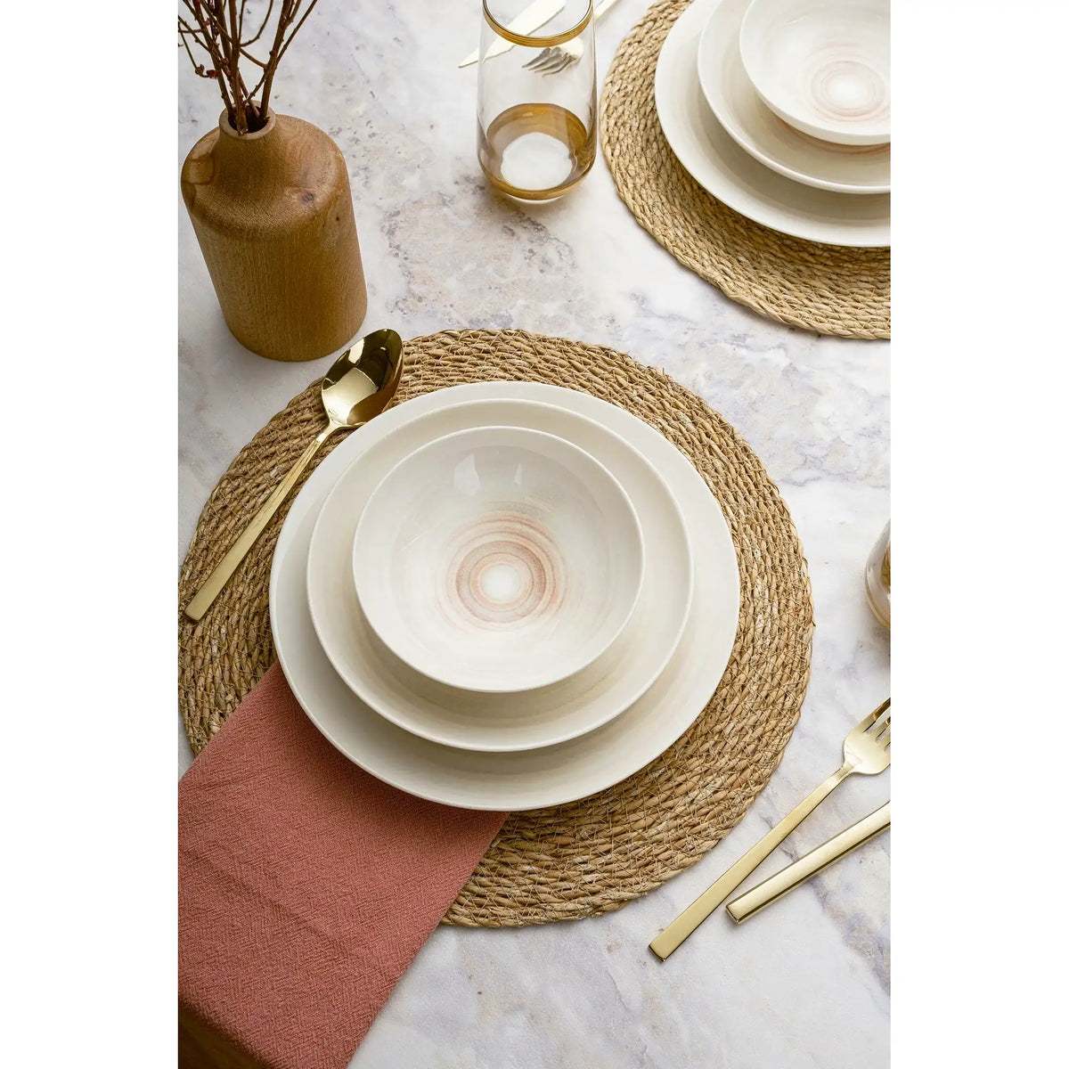 Set de cină GBSATN24KY4E31342, 24 piese, multicolor, porțelan
