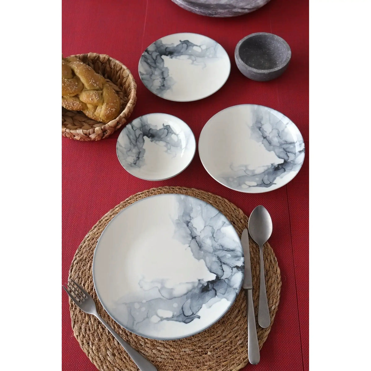 Set de cină GBSATN24KY4R1360, 24 piese, multicolor, porțelan