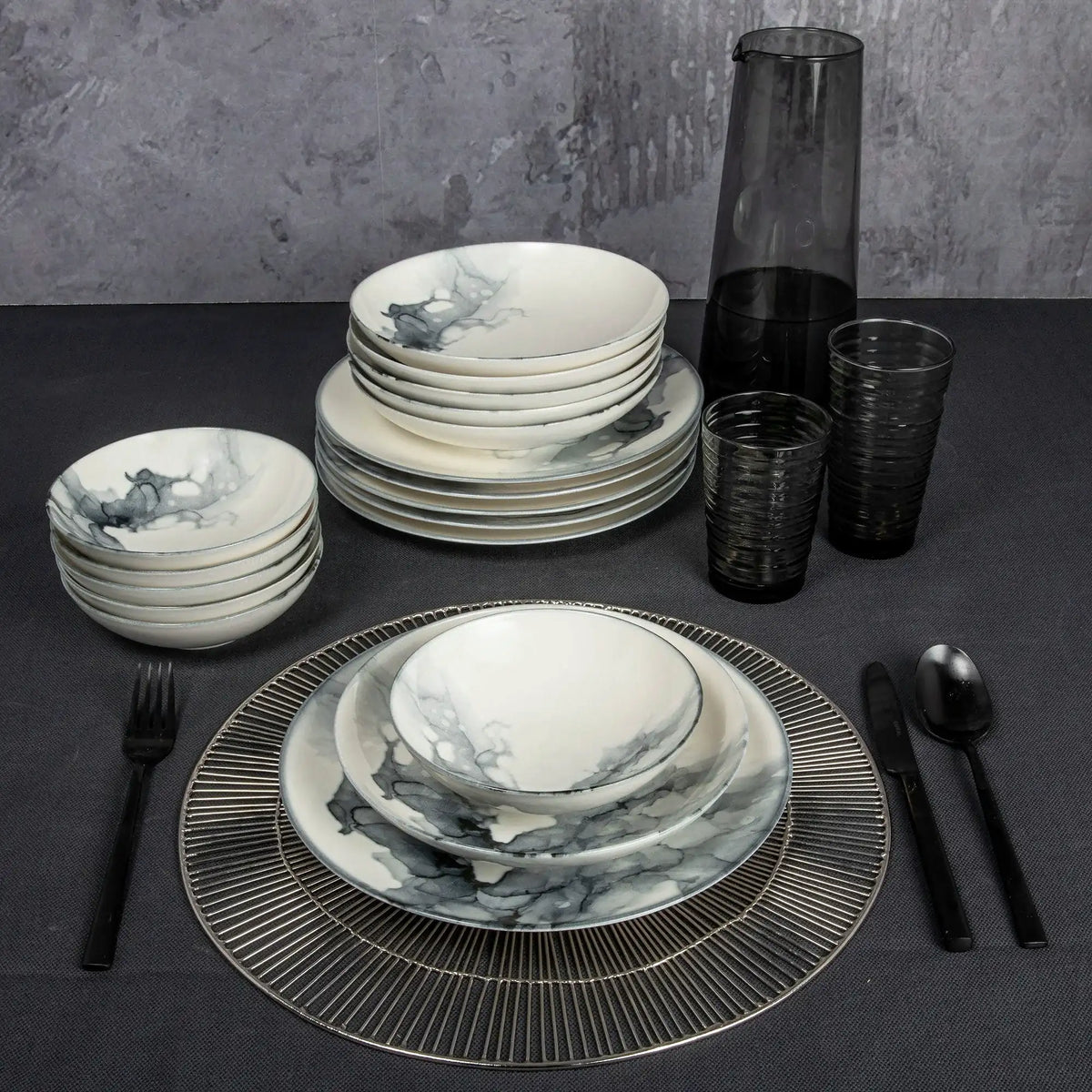 Set de cină GBSATN24KY4R1360, 24 piese, multicolor, porțelan