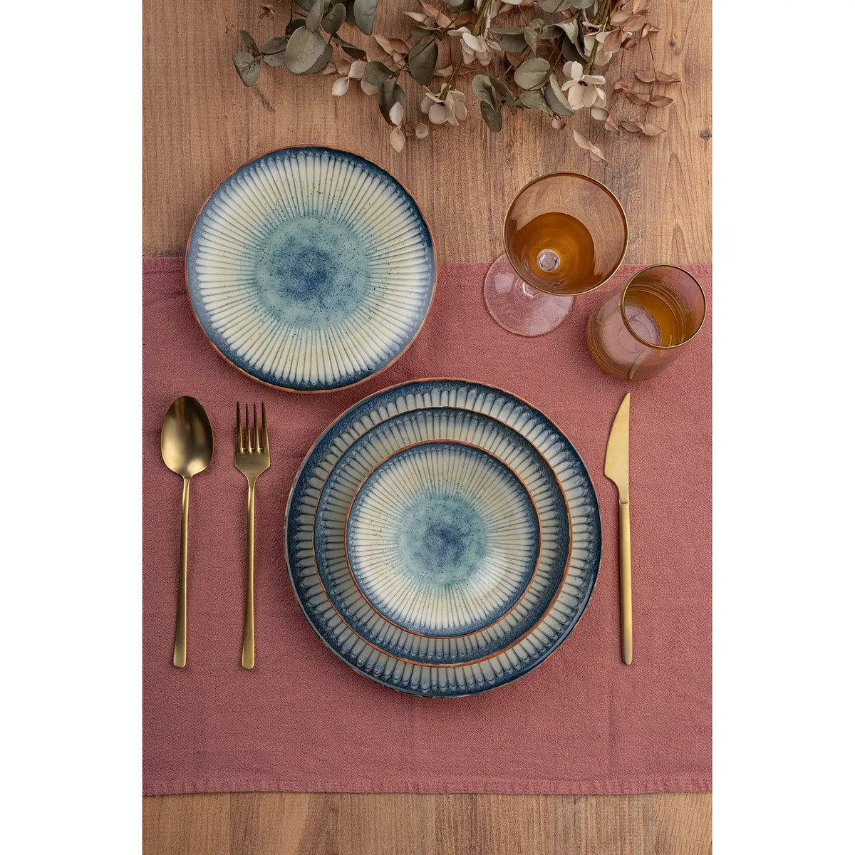 Set de cină GBSATN24KY4R25015, 24 piese, multicolor, porțelan