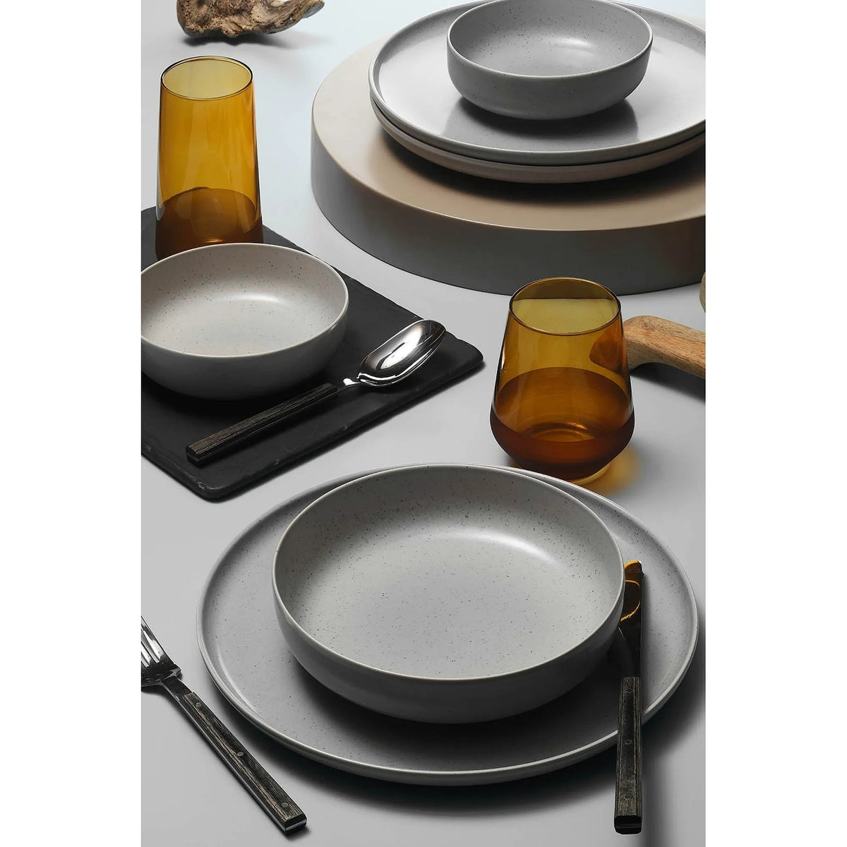 Set de cina MOD12Y1720159, 12 piese, gri, portelan