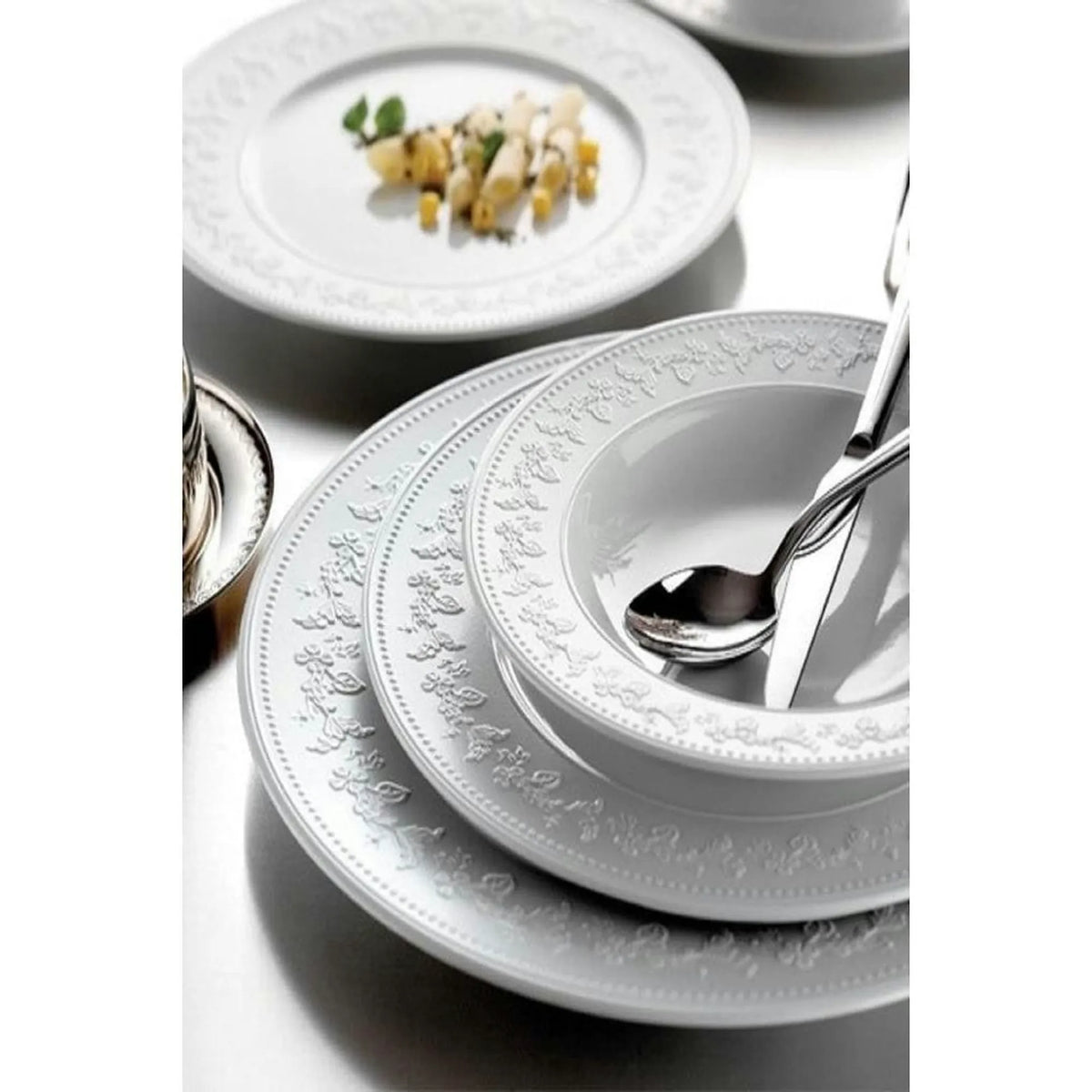 Set de cina SV24Y200, 24 piese, alb, portelan