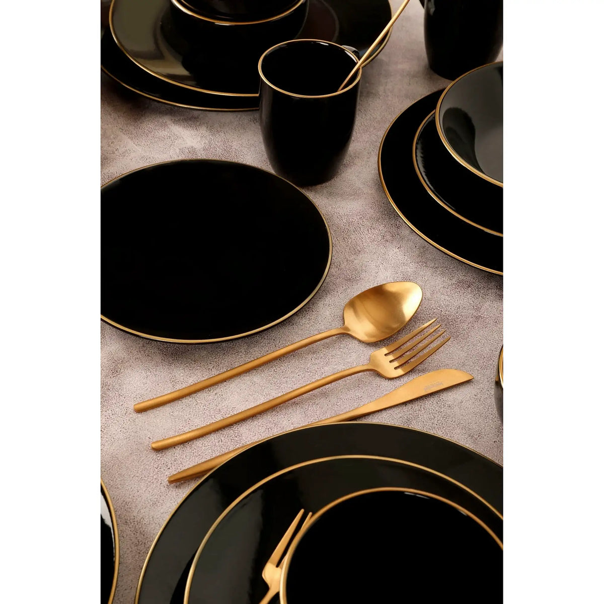 Set de cină TY040030F650A841600MAA4Y00, 30 piese, negru, ceramică