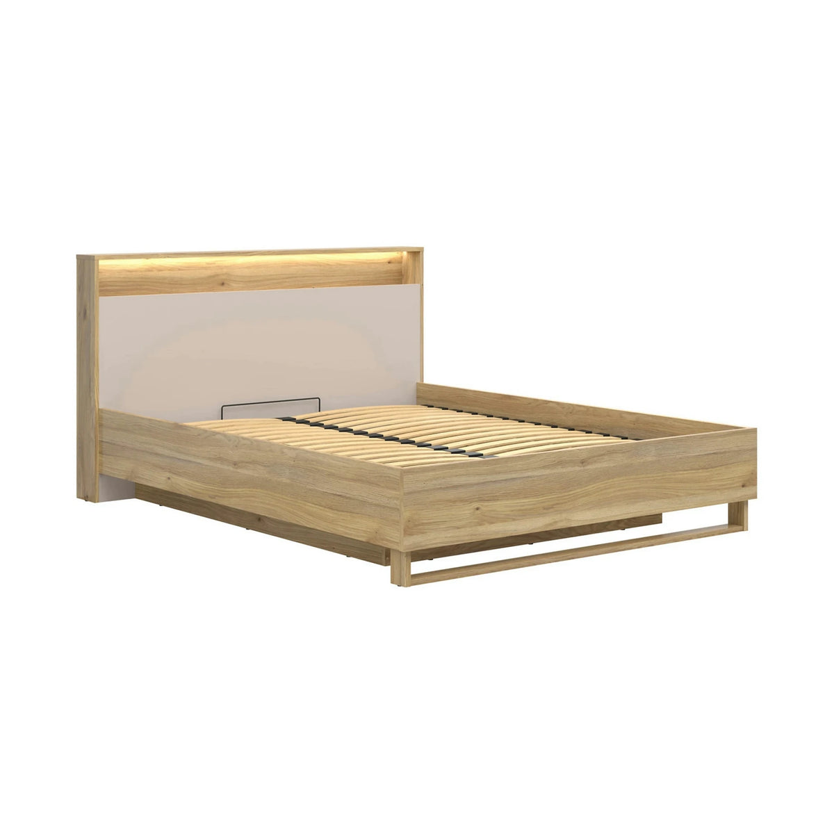 Set dormitor DALVA, stejar/casmir, pat 160x200, dulap cu 3 usi si 2 sertare, 2 noptiere si o comoda