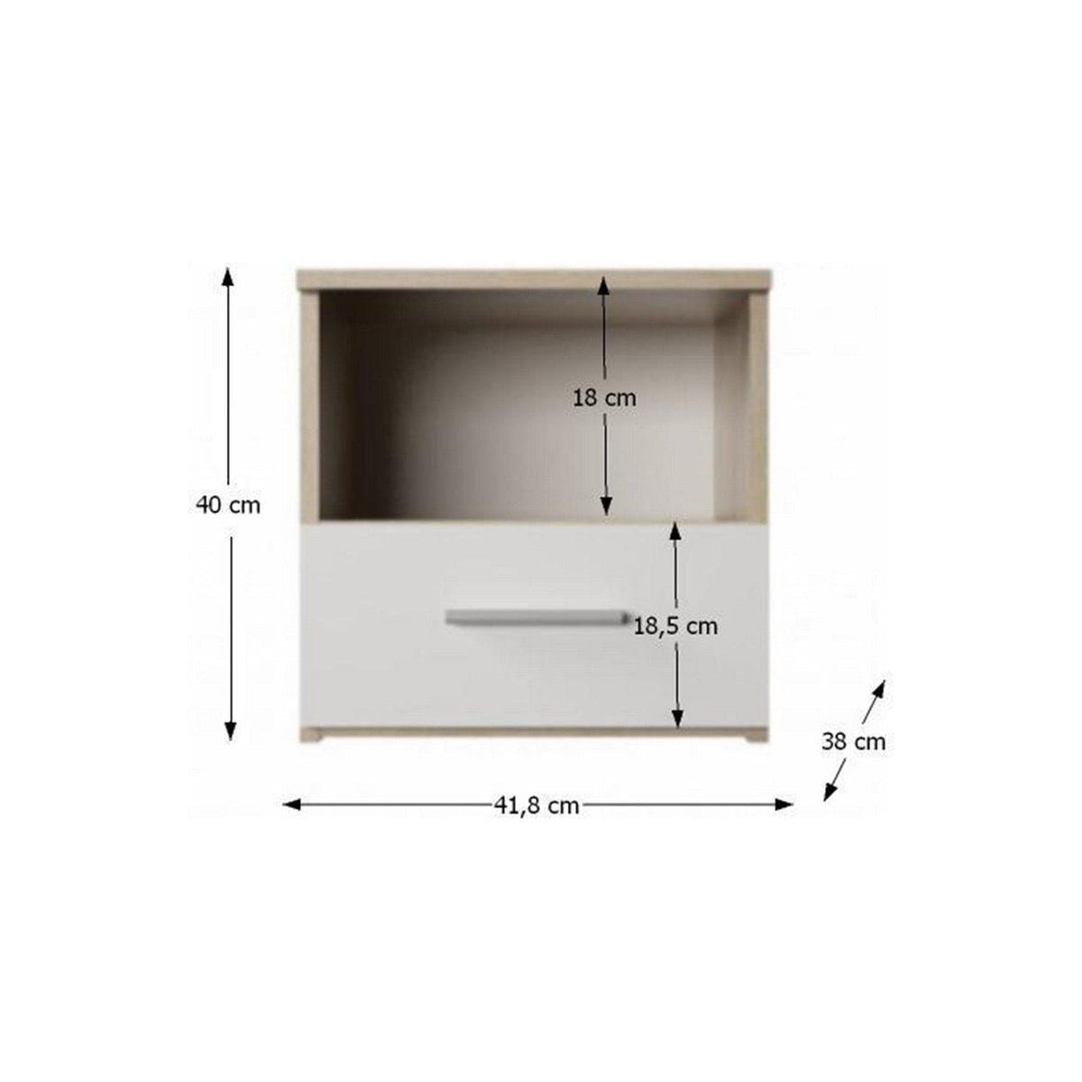 Set dormitor GABRIELA NEW, stejar sonoma/alb, DTD laminat/metal, cu pat 180x200 , dulap cu 2 usi si 2 noptiere