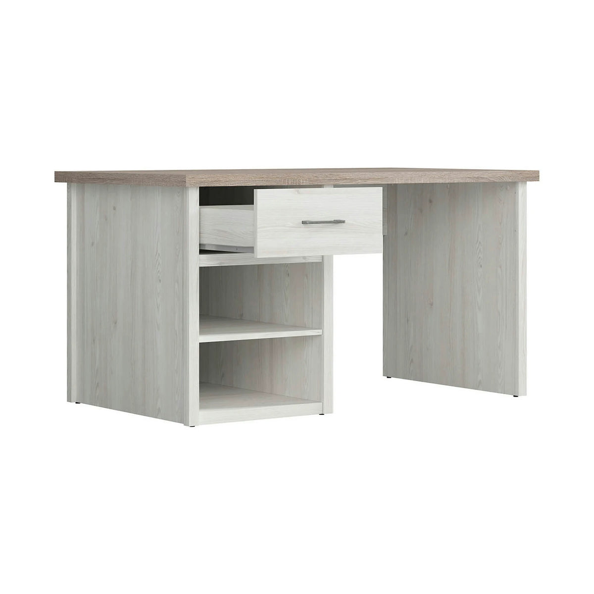Set dormitor LUCA JUZI, zada sibiu deschis/stejar sonoma, pat 90x200, dulap 3 usi si 3 sertare, birou, biblioteca si noptiera