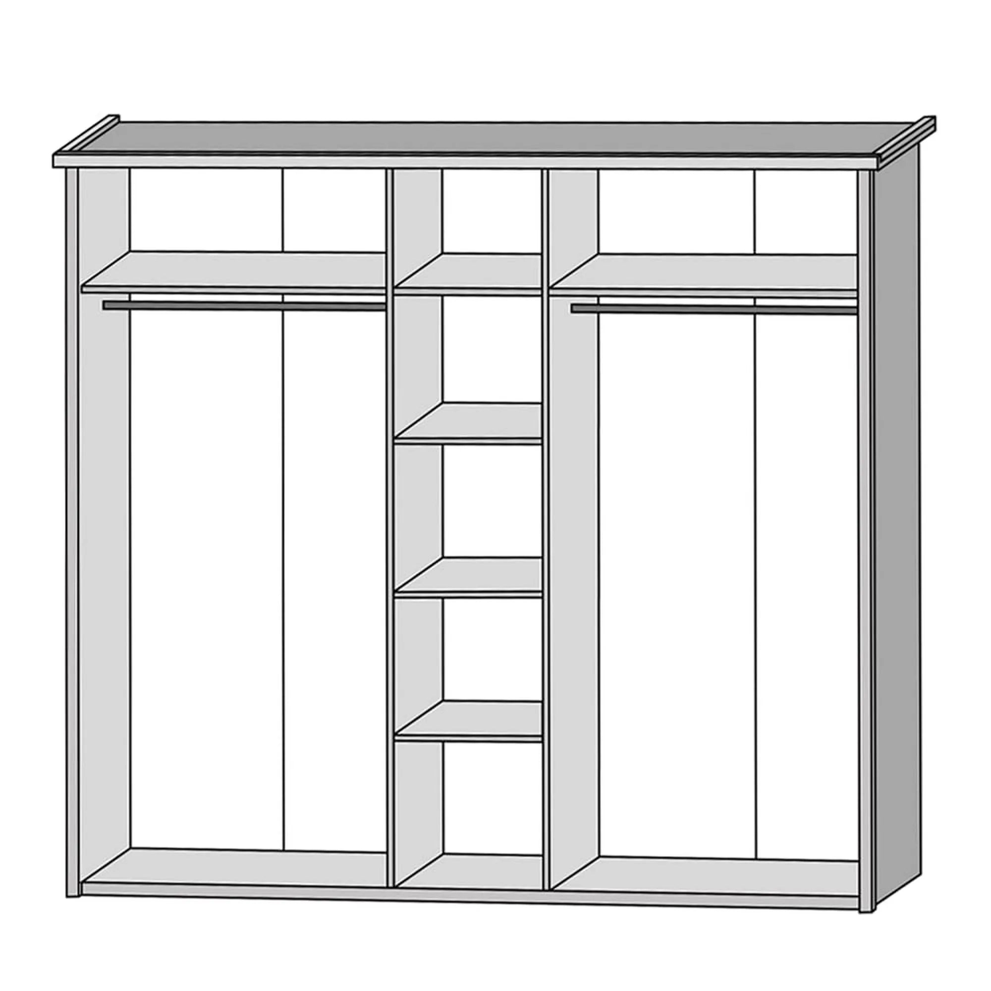 Set dormitor LUMERA, pin alb/stejar sonoma, PAL laminat, cu pat 180x200, dulap cu 5 usi si 2 noptiere