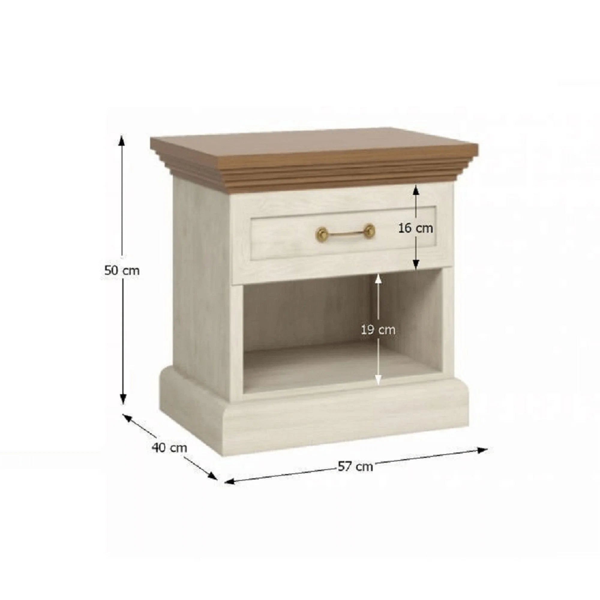 Set dormitor ROYAL, pin nordic/stejar salbatic, PAL laminat/metal, cu pat 160x200, somiera, dulap cu 3 usi si 2 noptiere